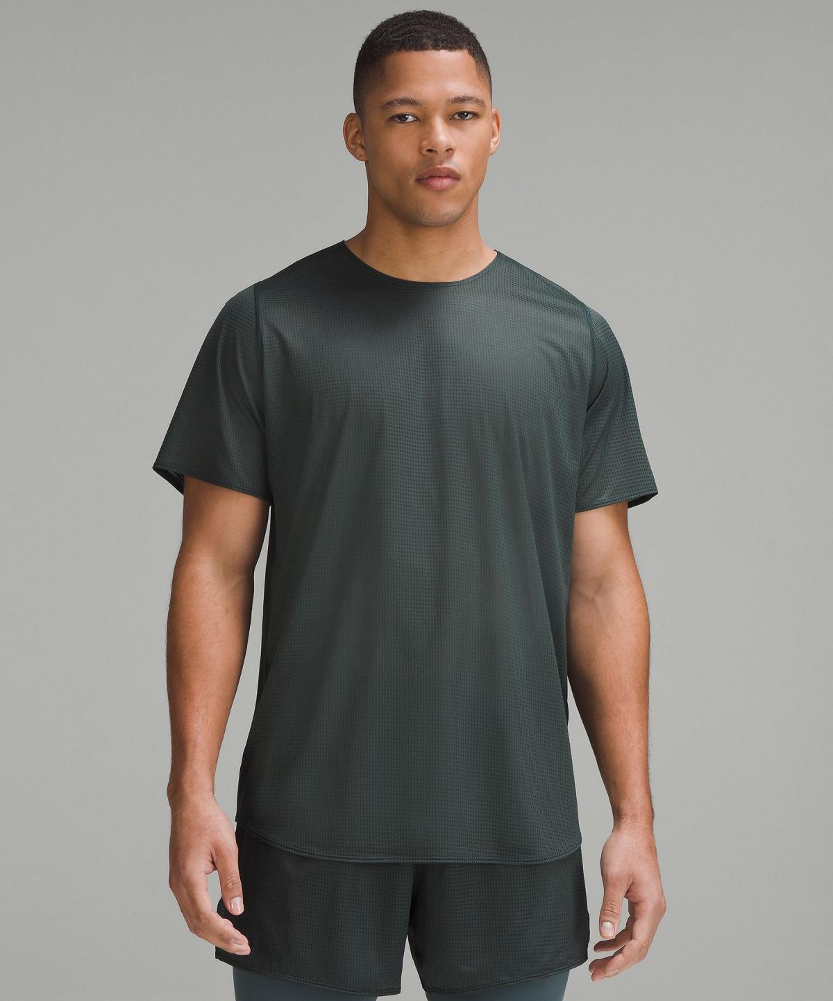 Grey Lululemon Grid Mesh Short-Sleeve Men Shirts | NZ_LuLu87830