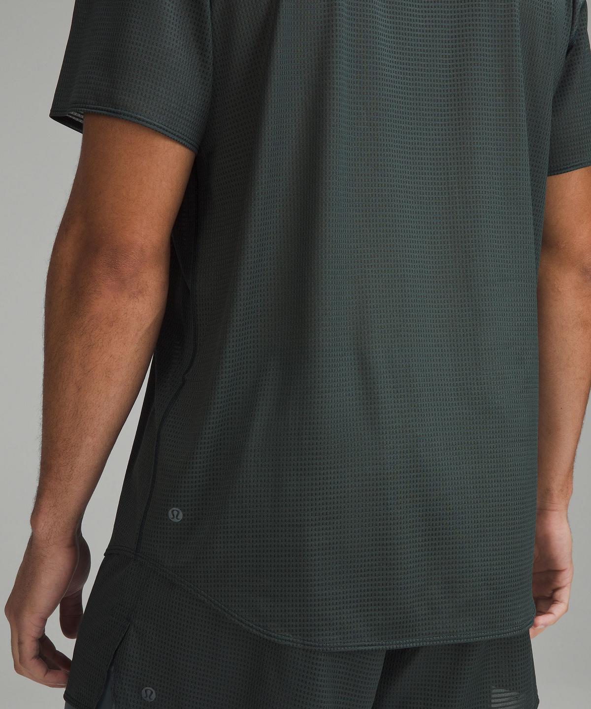 Grey Lululemon Grid Mesh Short-Sleeve Men Shirts | NZ_LuLu87830