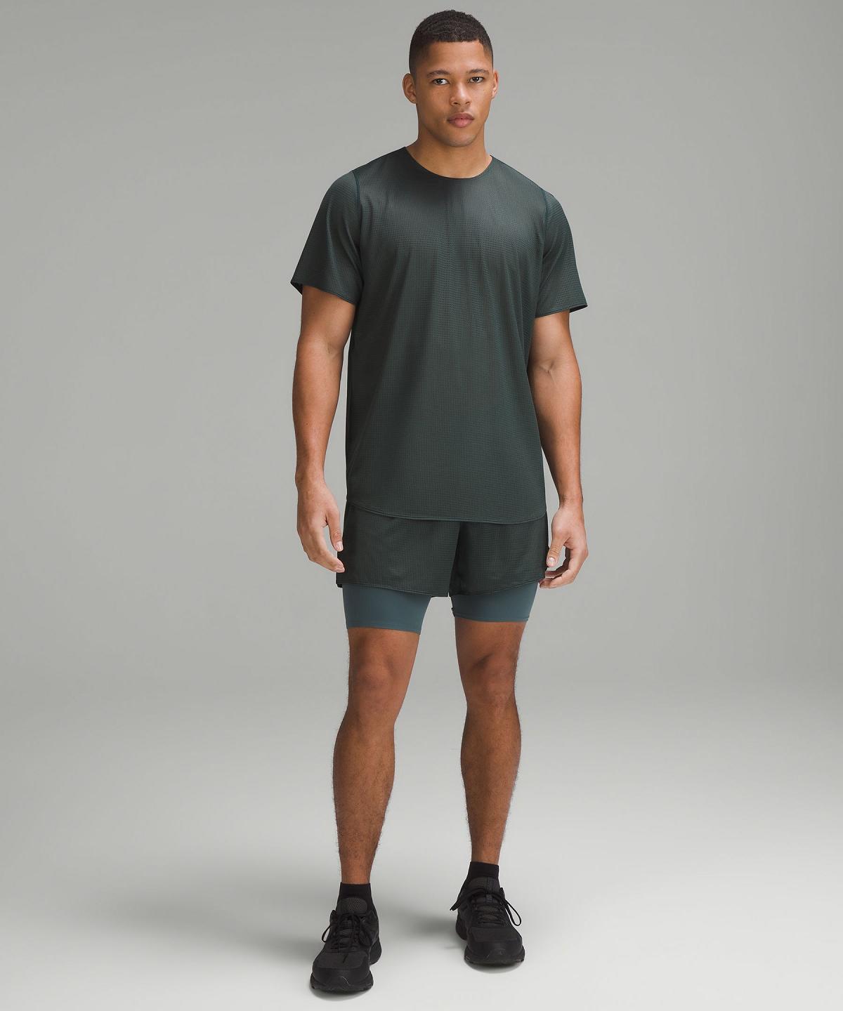 Grey Lululemon Grid Mesh Short-Sleeve Men Shirts | NZ_LuLu87830