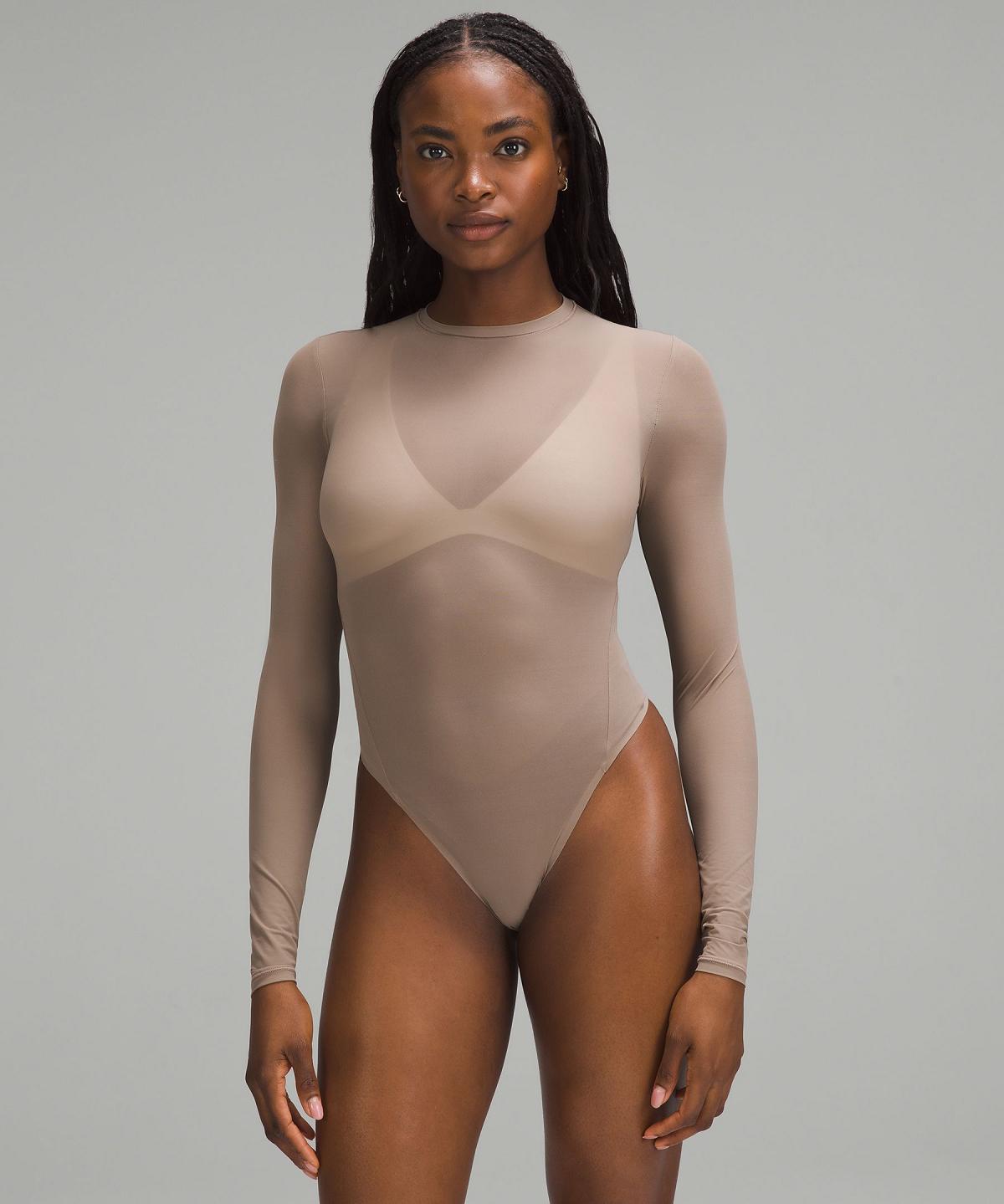 Grey Lululemon Nulu Mesh Long-Sleeve Crewneck Women Bodysuit | NZ_LuLu36242