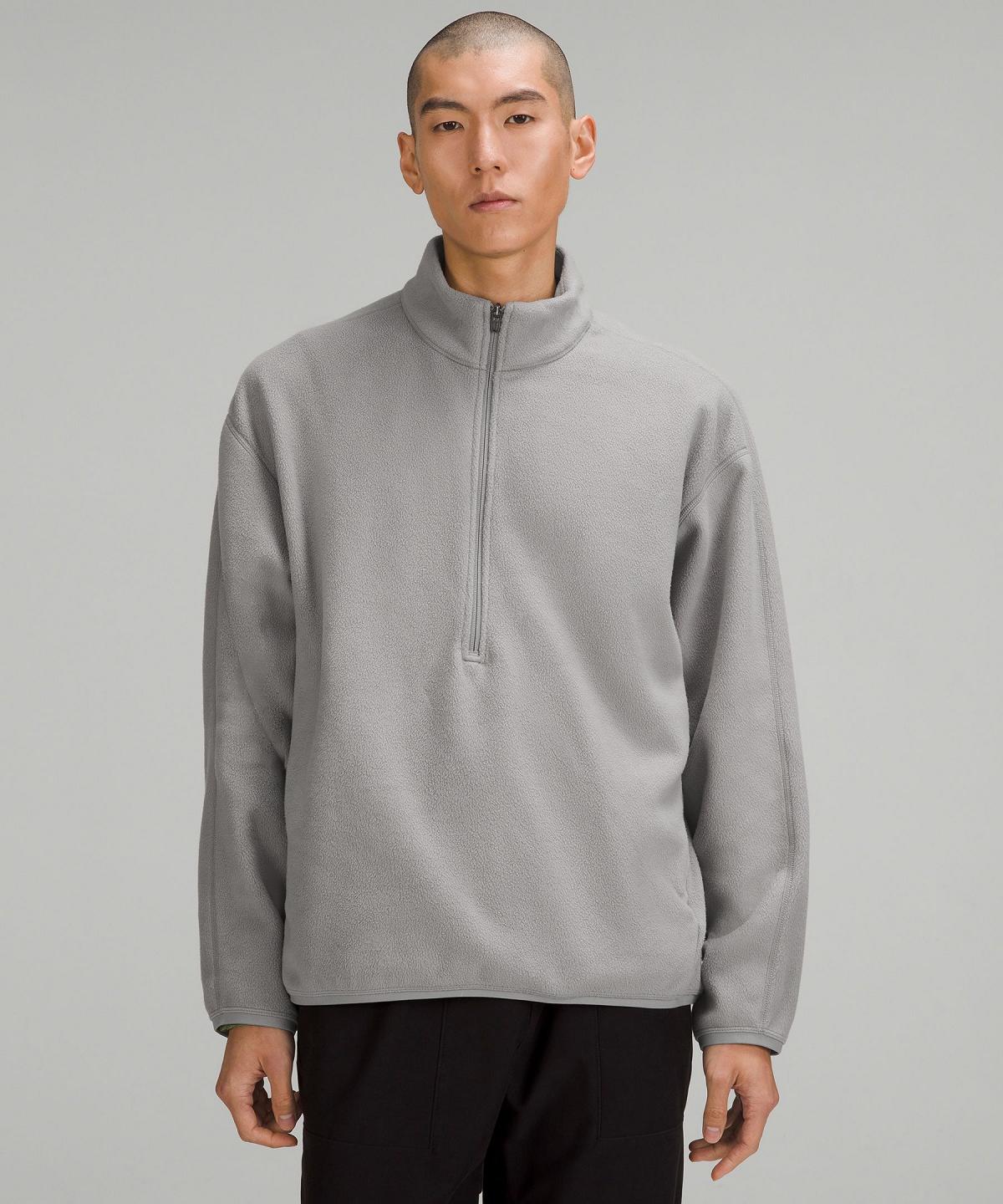 Grey Lululemon Oversized Fleece Half Zip Men Hoodies & Sweatshirts | NZ_LuLu47071