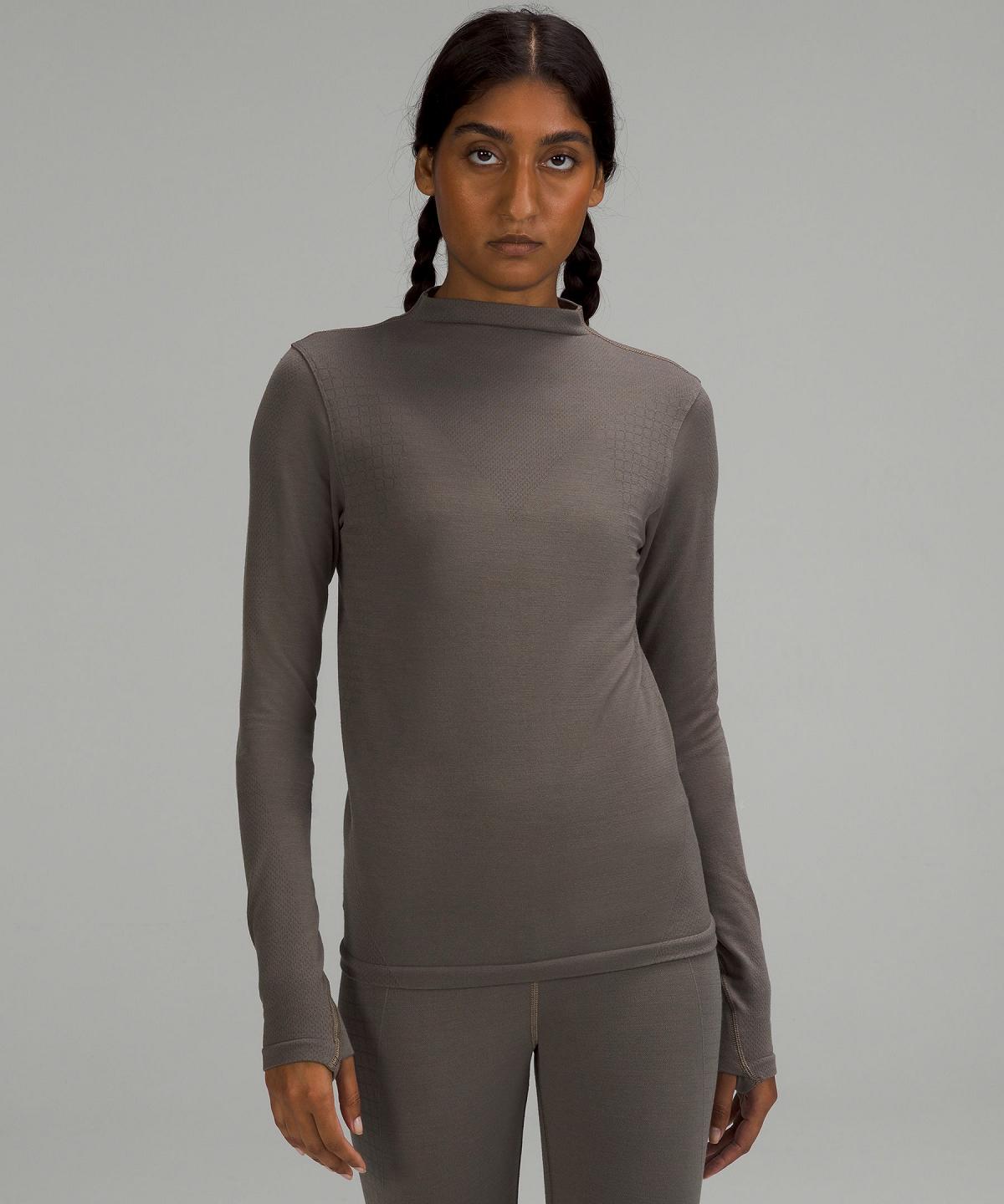 Grey Lululemon Seamless Wool-Blend Women Long Sleeve Shirts | NZ_LuLu57554