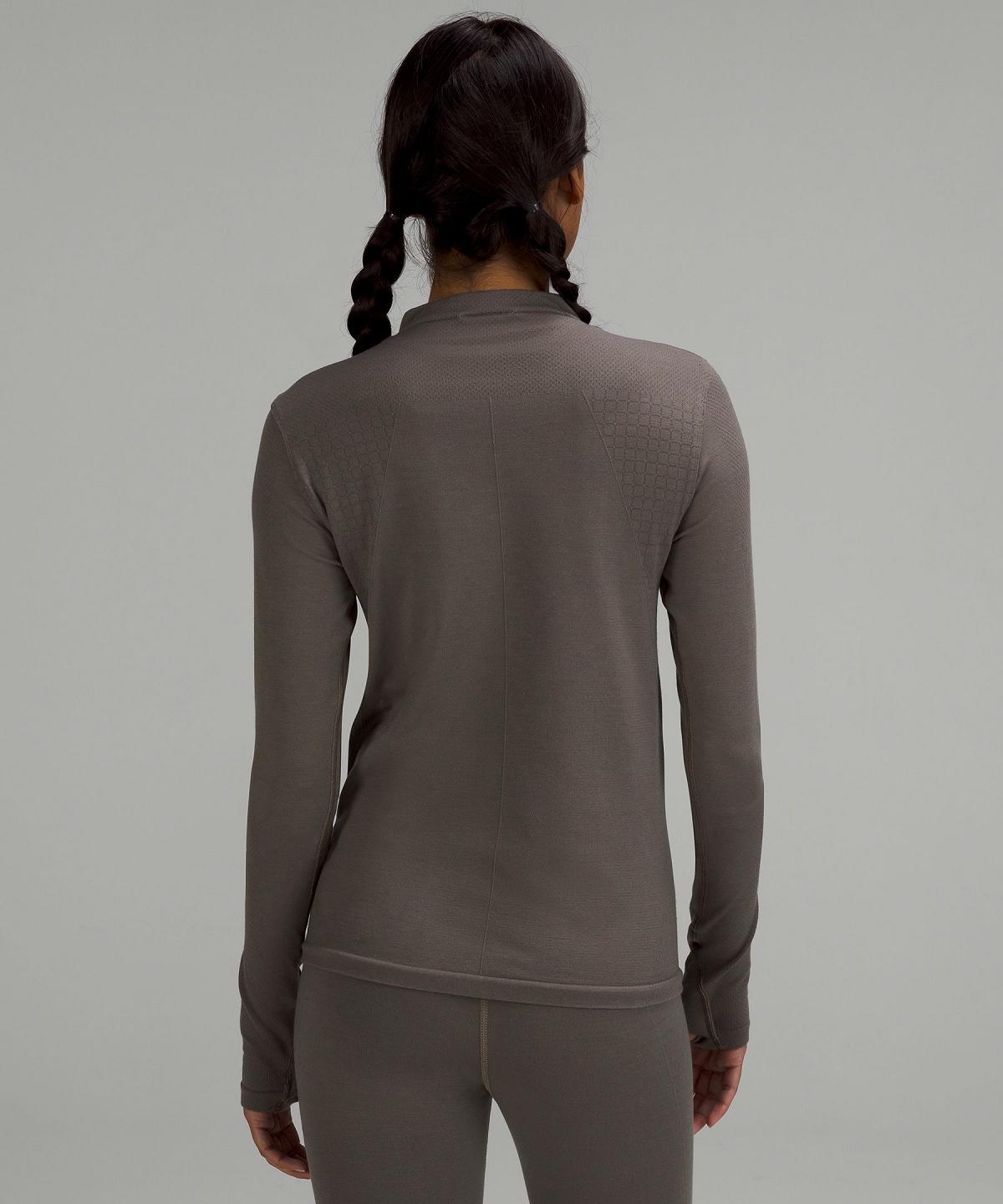 Grey Lululemon Seamless Wool-Blend Women Long Sleeve Shirts | NZ_LuLu57554