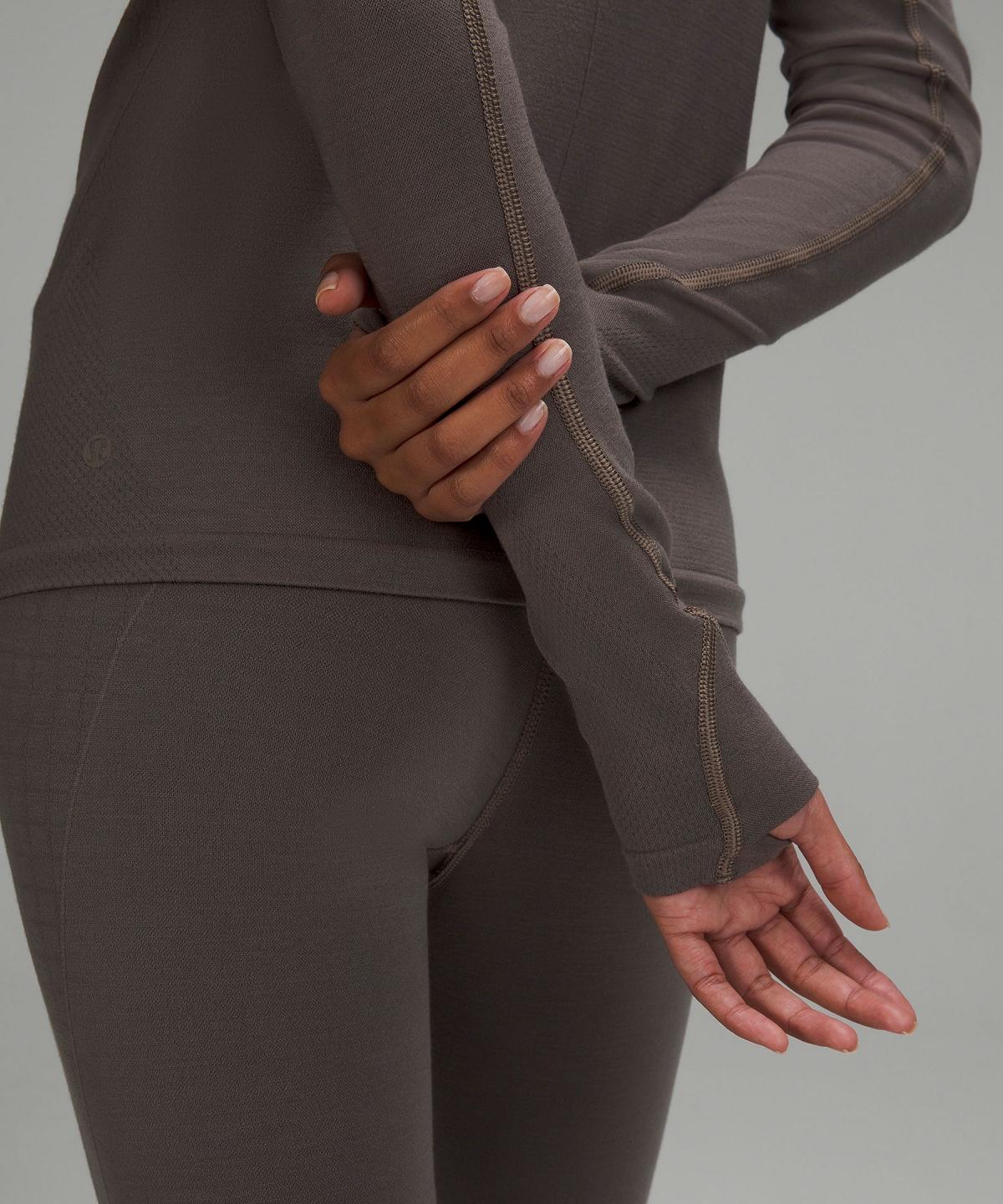 Grey Lululemon Seamless Wool-Blend Women Long Sleeve Shirts | NZ_LuLu57554