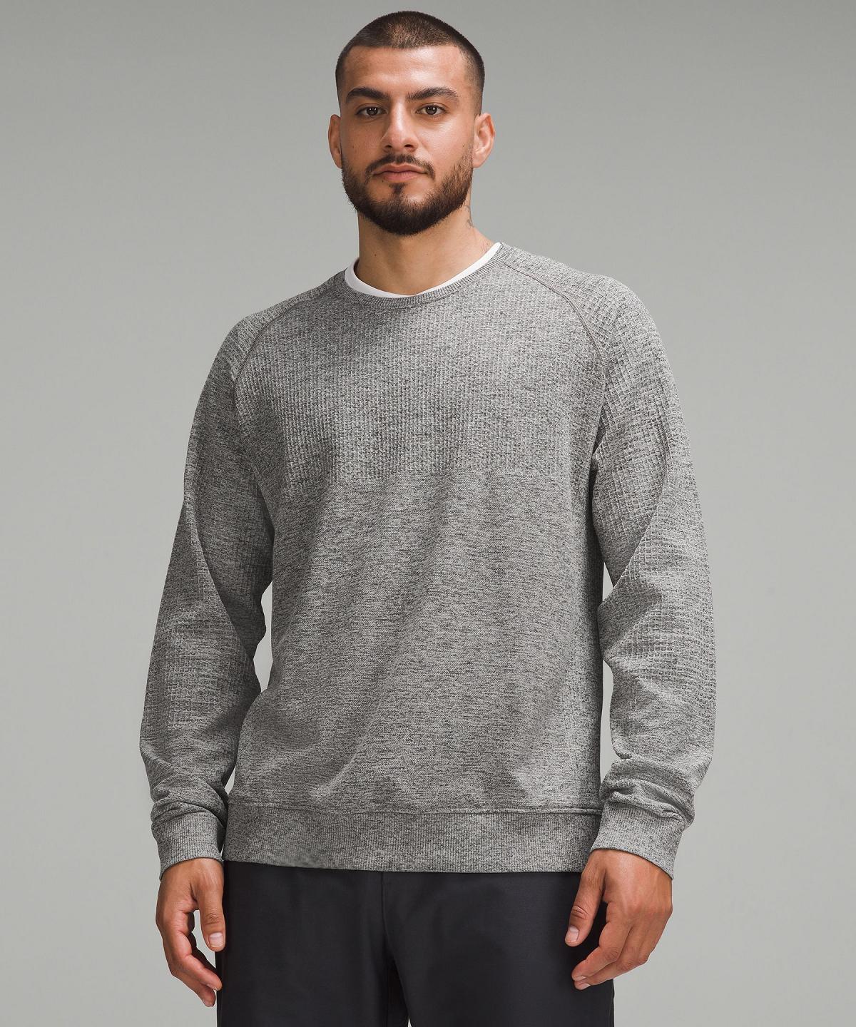 Grey / Black Lululemon Engineered Warmth Long-Sleeve Crew Men Hoodies & Sweatshirts | NZ_LuLu61578