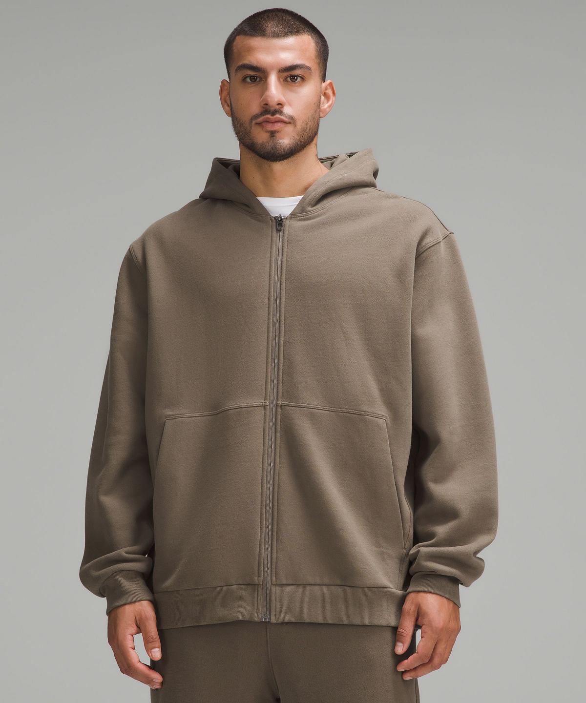 Khaki Lululemon Steady State Full-Zip Men Hoodies & Sweatshirts | NZ_LuLu93779