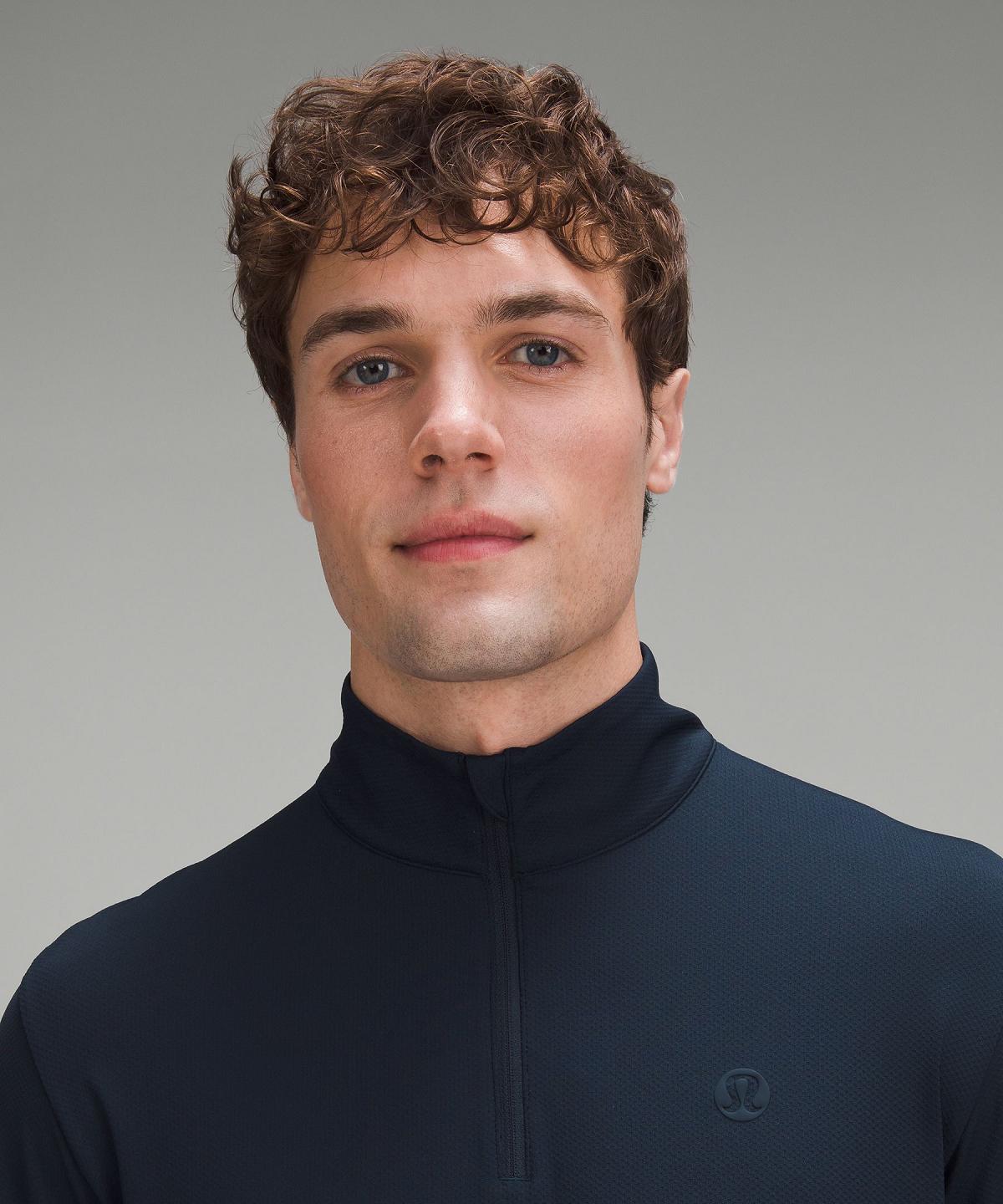 Navy Lululemon Golf Half Zip Men Long Sleeve Shirts | NZ_LuLu77864