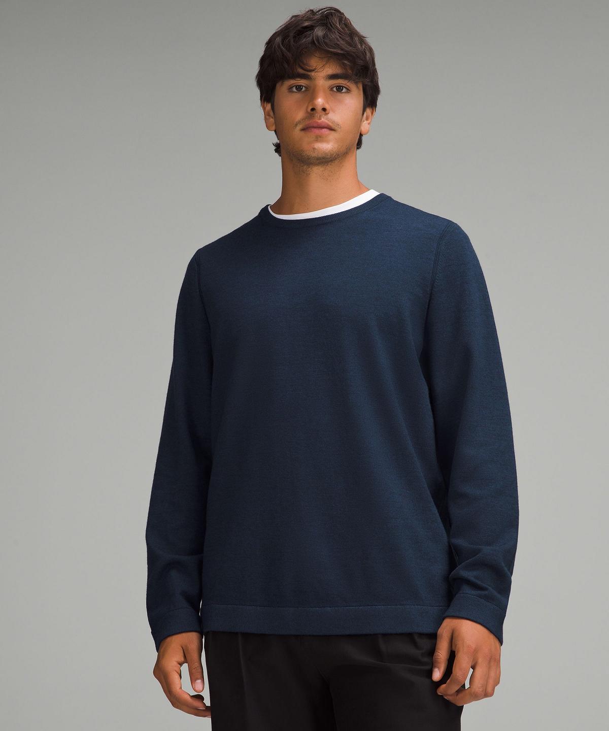 Navy Lululemon New Venture Crewneck Men Sweaters | NZ_LuLu91744