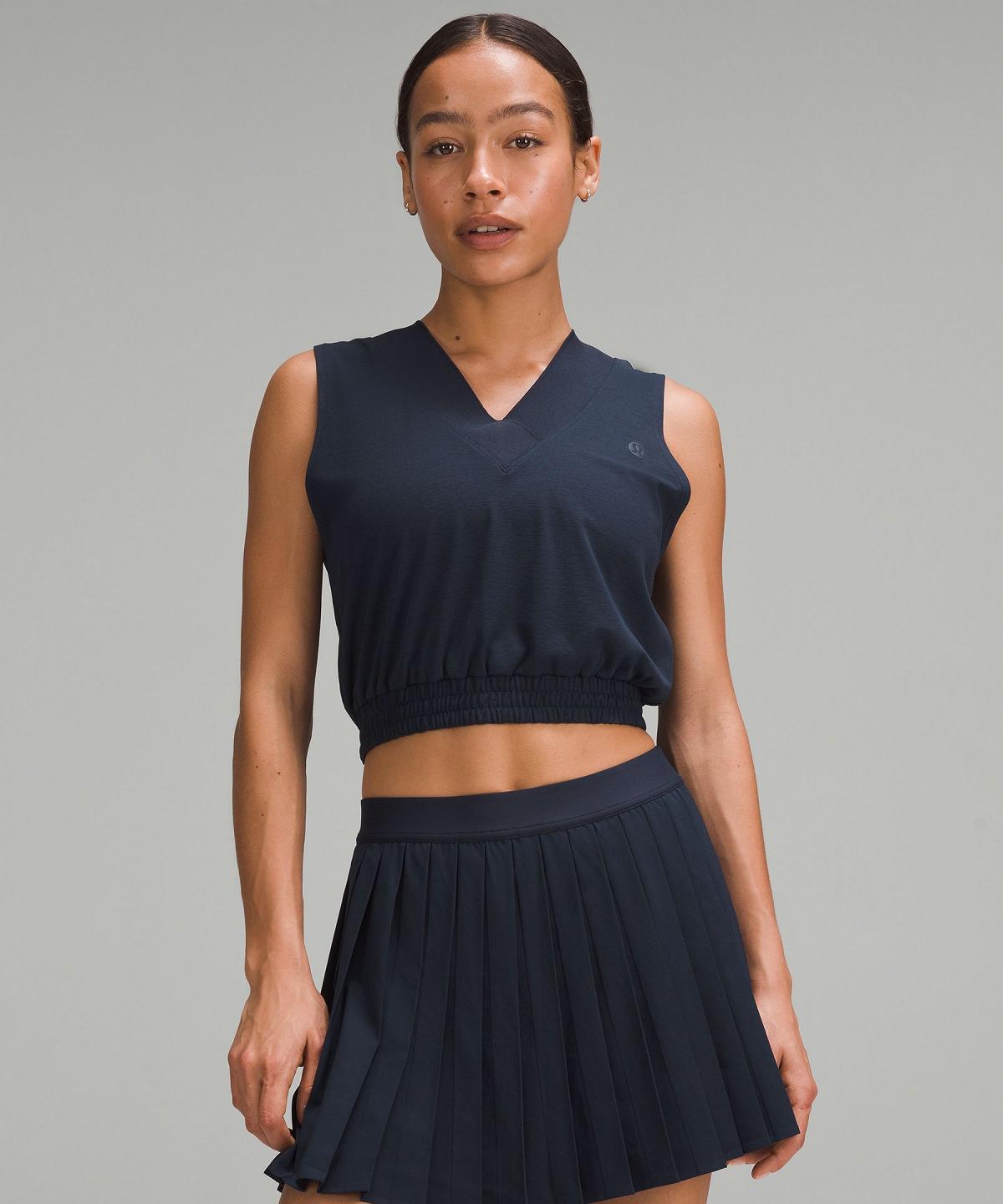 Navy Lululemon Sleeveless Cropped Tennis Women Tank Top | NZ_LuLu54839