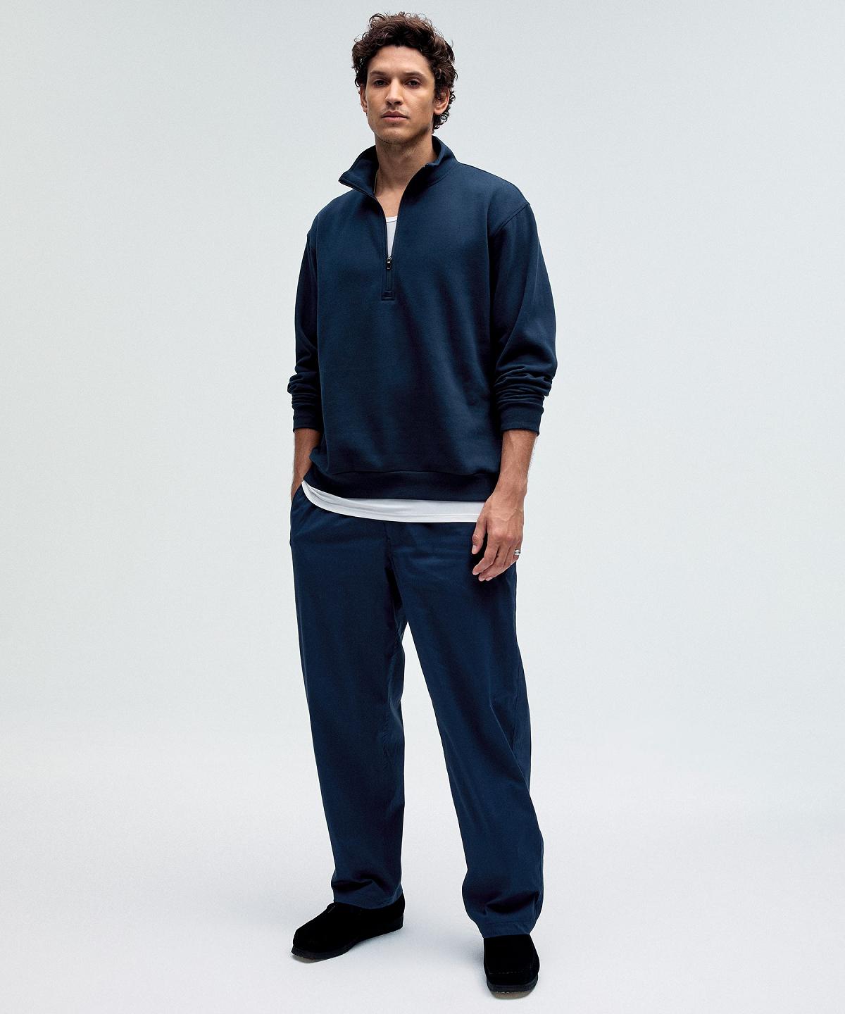 Navy Lululemon Steady State Half Zip Men Hoodies & Sweatshirts | NZ_LuLu94096