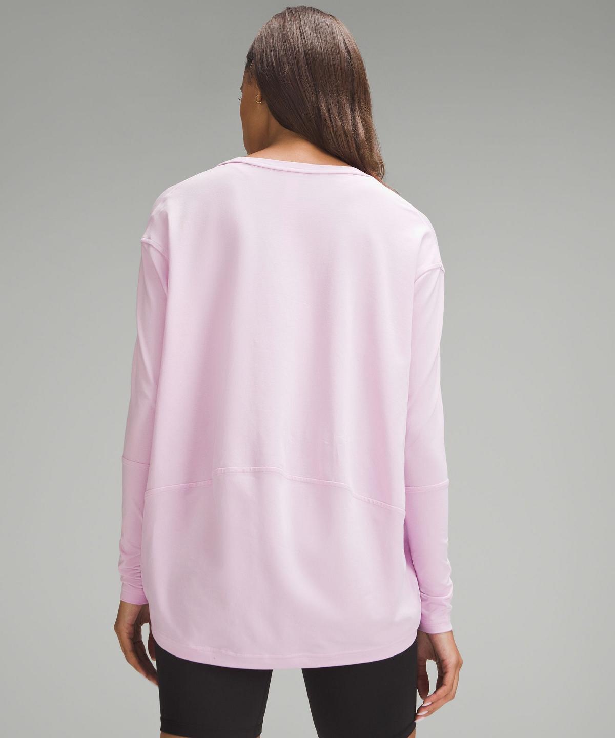 Pink Lululemon Back In Action V-Neck Long-Sleeve Women Shirts | NZ_LuLu67603