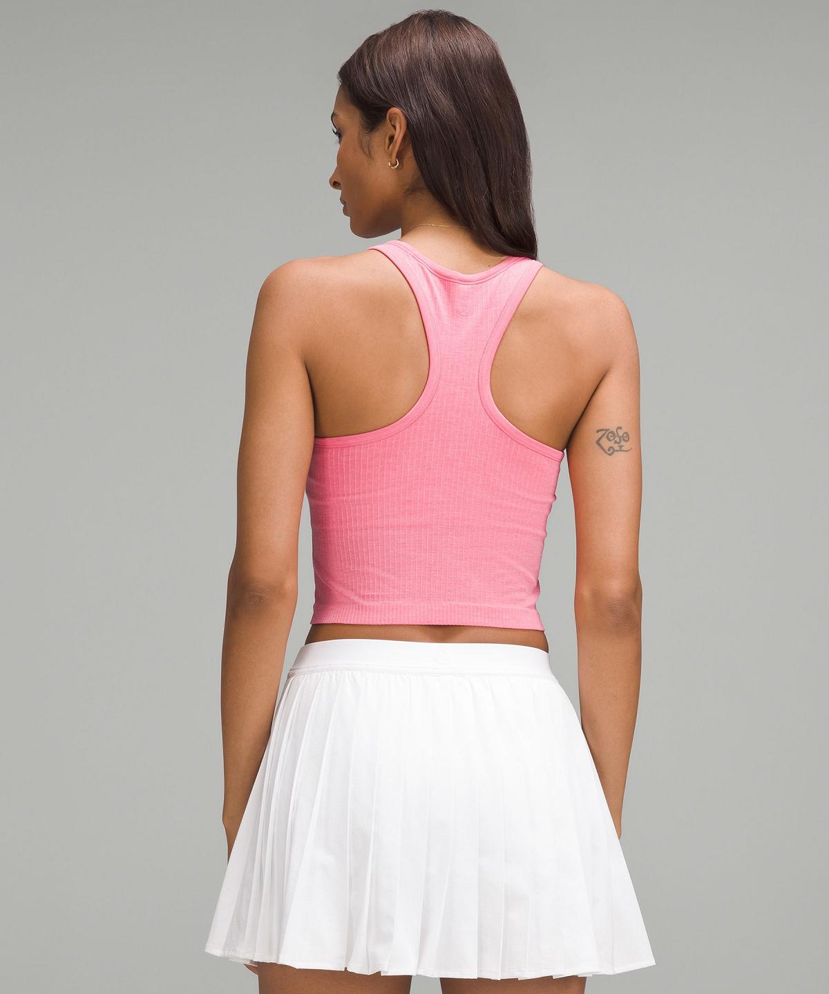 Pink Lululemon Ebb to Street Cropped Racerback Women Shirts | NZ_LuLu11563