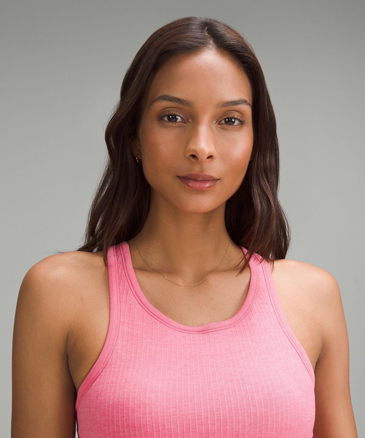 Pink Lululemon Ebb to Street Cropped Racerback Women Shirts | NZ_LuLu11563