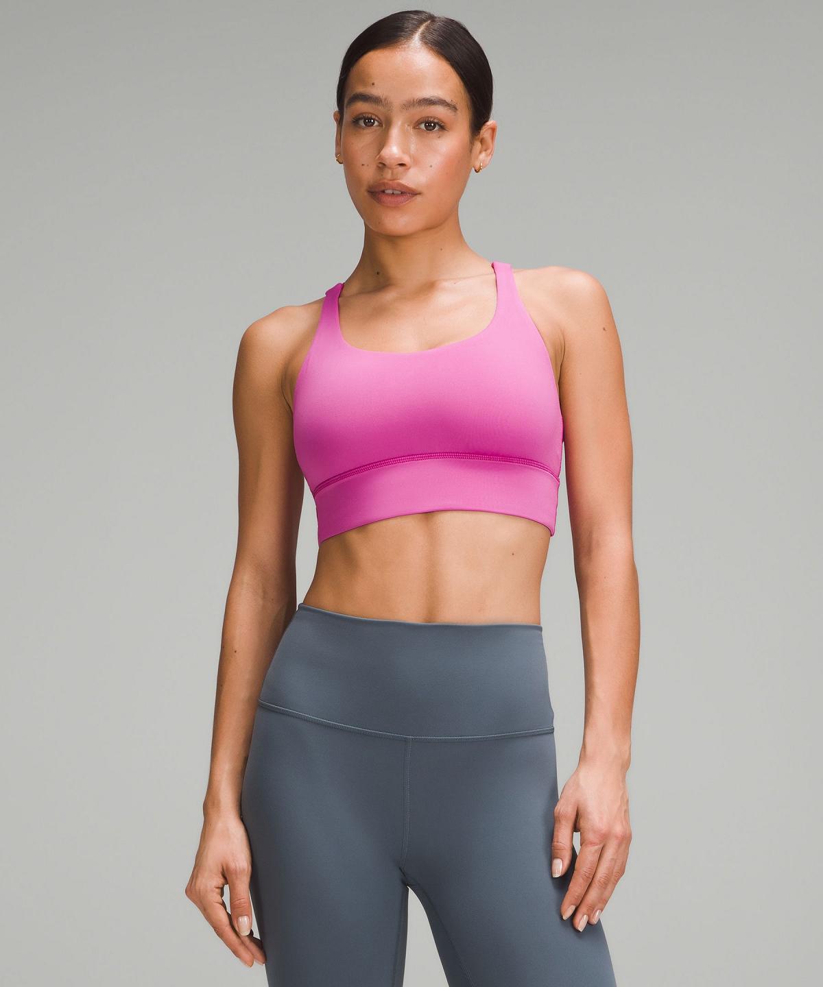 Pink Lululemon Energy Longline Women Sports Bra | NZ_LuLu10422