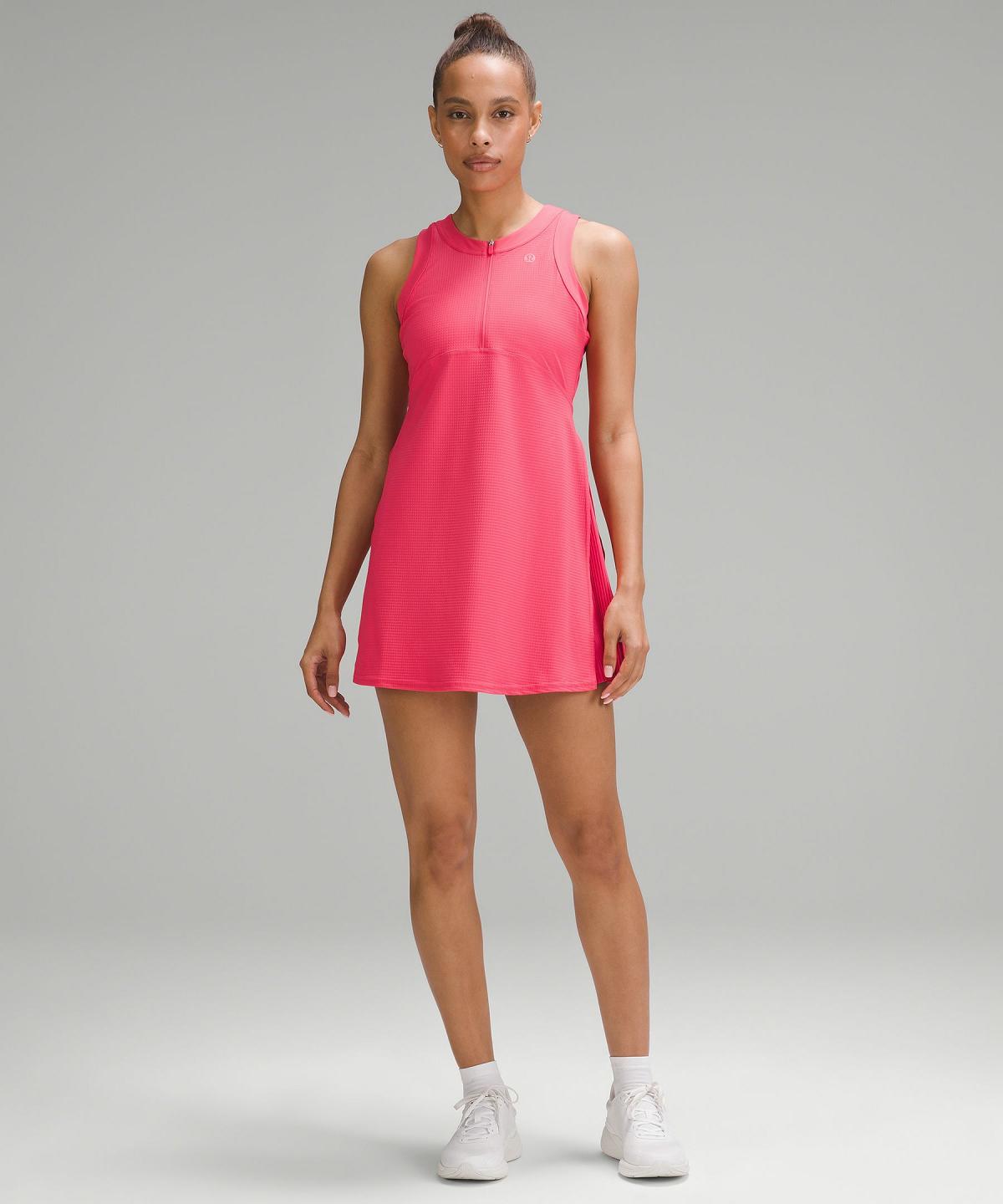 Pink Lululemon Grid-Texture Sleeveless Tennis Women Dress | NZ_LuLu12102