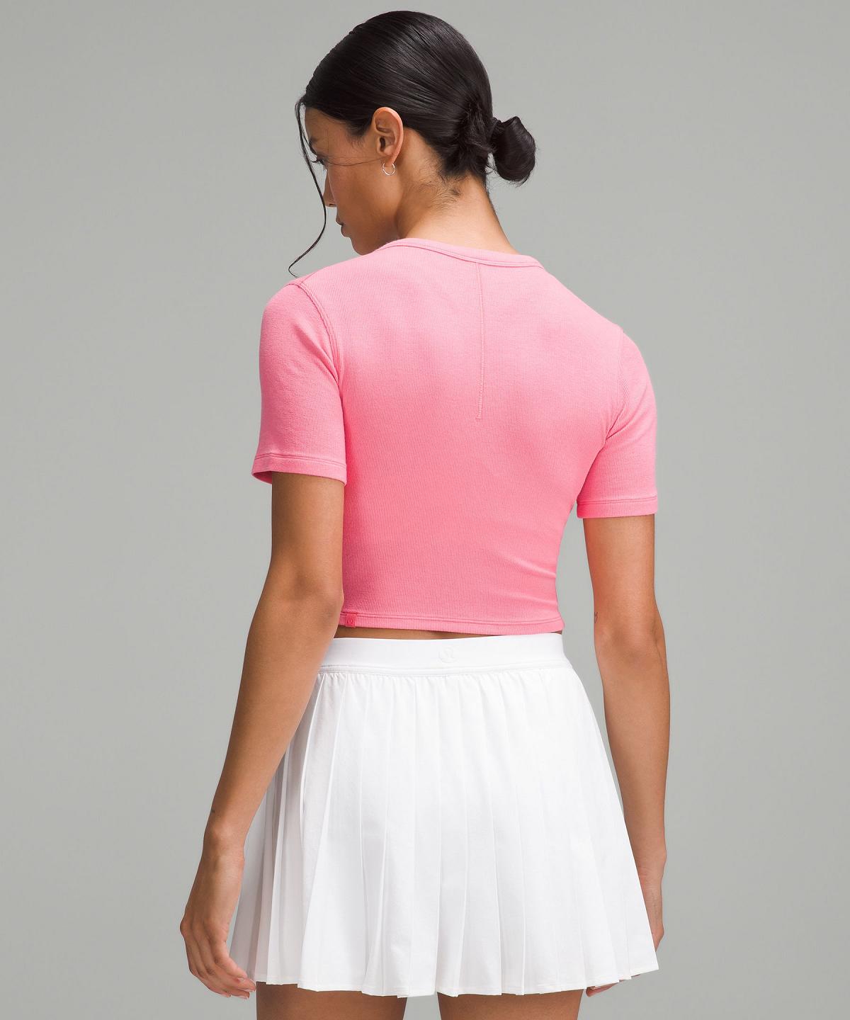 Pink Lululemon Hold Tight Straight Hem Cropped Women T Shirts | NZ_LuLu35534