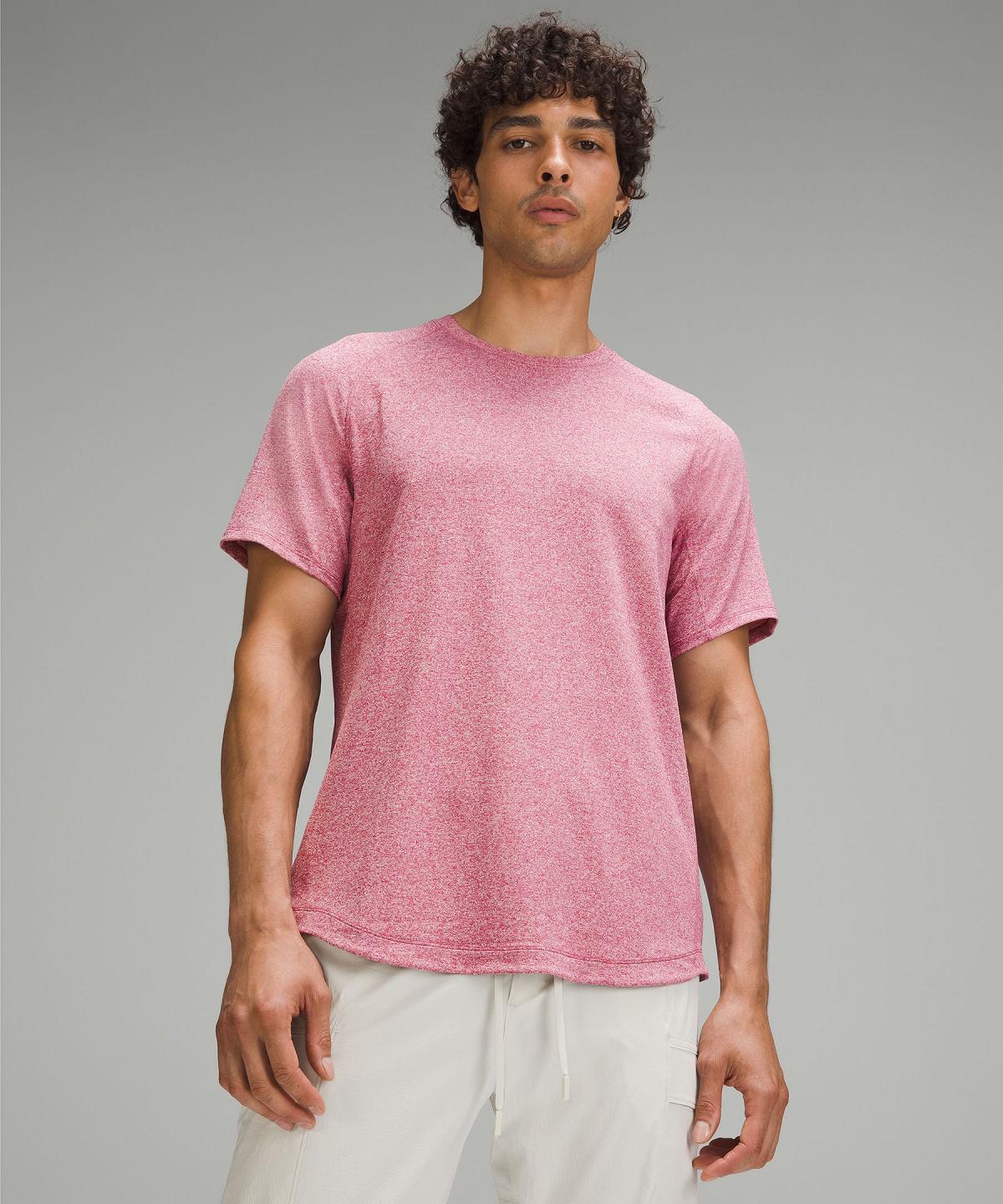 Pink Lululemon License to Train Short-Sleeve Men T Shirts | NZ_LuLu68143