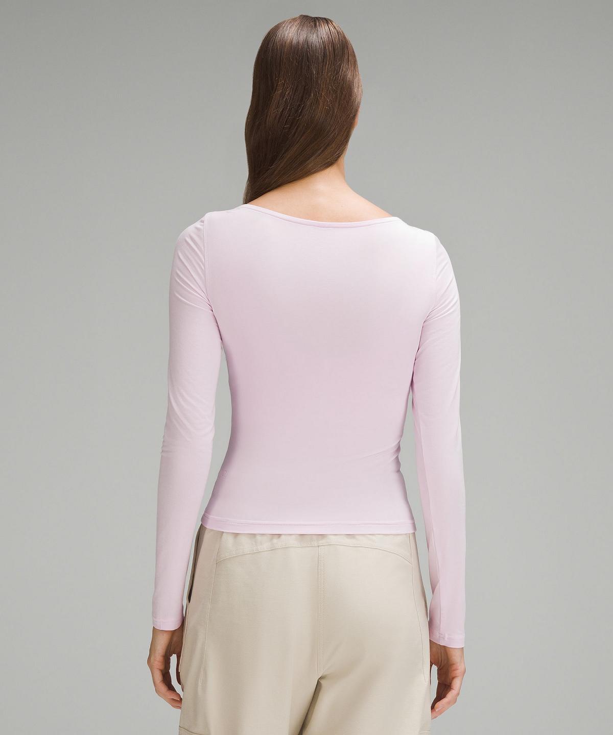 Pink Lululemon Modal-Silk Blend V-Neck Women Long Sleeve Shirts | NZ_LuLu15484