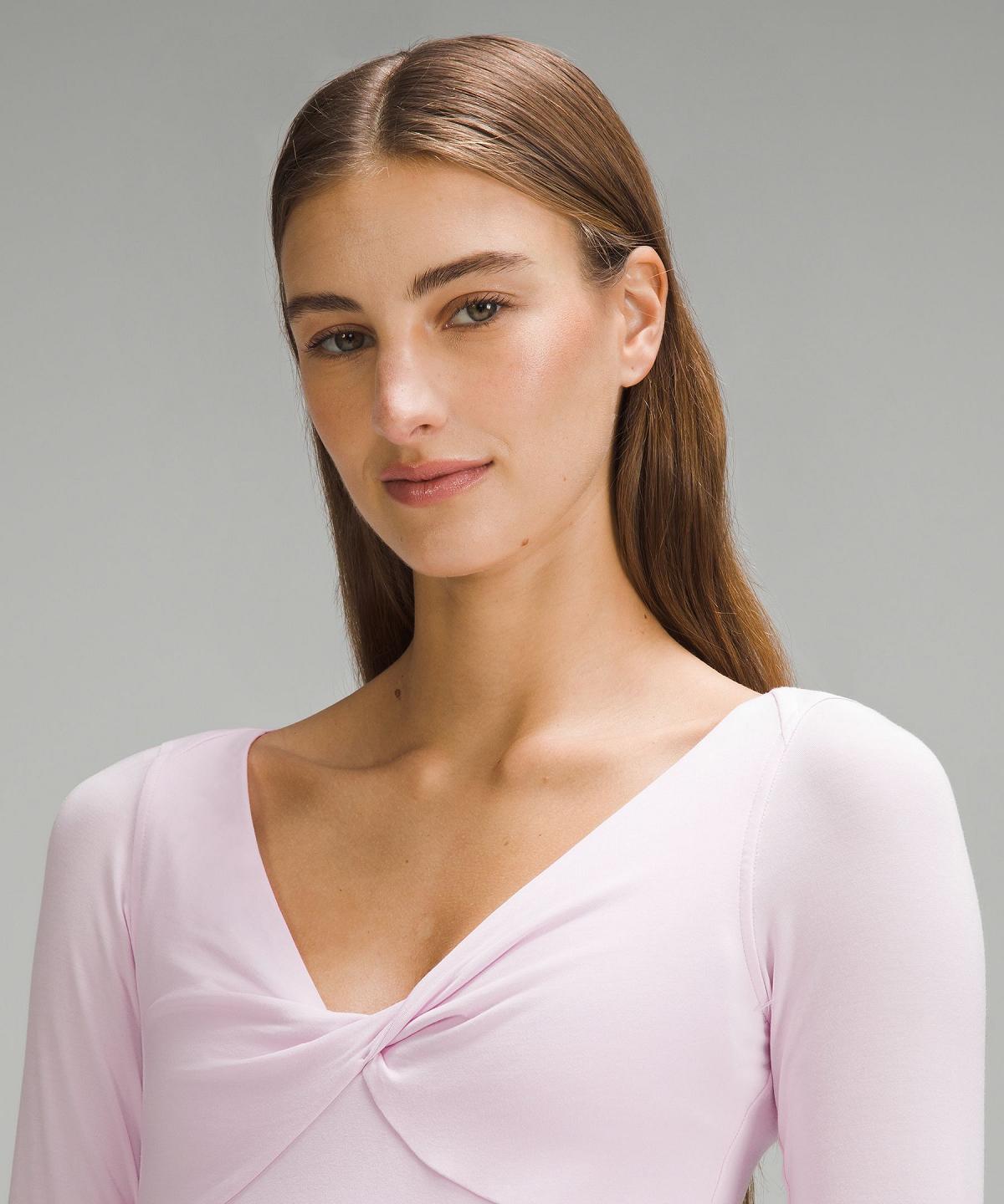 Pink Lululemon Modal-Silk Blend V-Neck Women Long Sleeve Shirts | NZ_LuLu15484