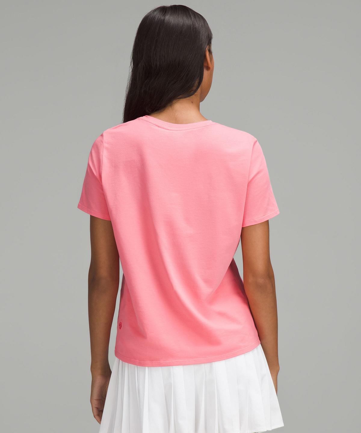 Pink Lululemon Organic Cotton Crewneck T-Shirt Women Shirts | NZ_LuLu79175