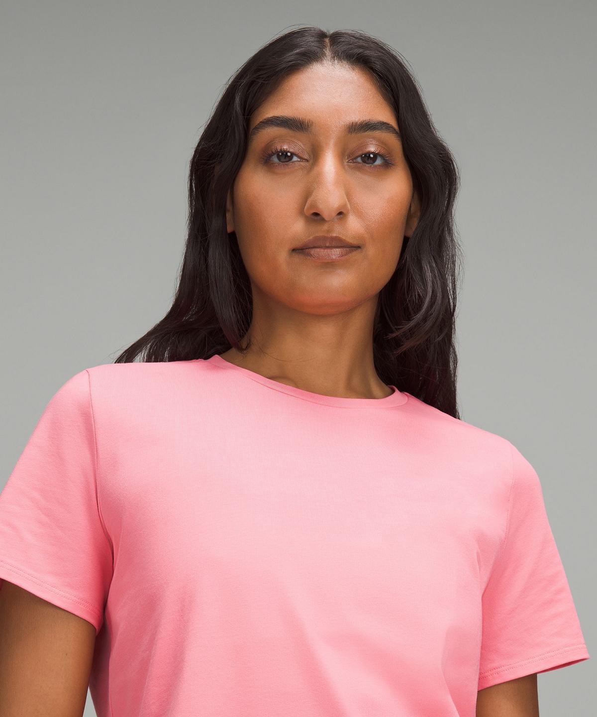 Pink Lululemon Organic Cotton Crewneck T-Shirt Women Shirts | NZ_LuLu79175