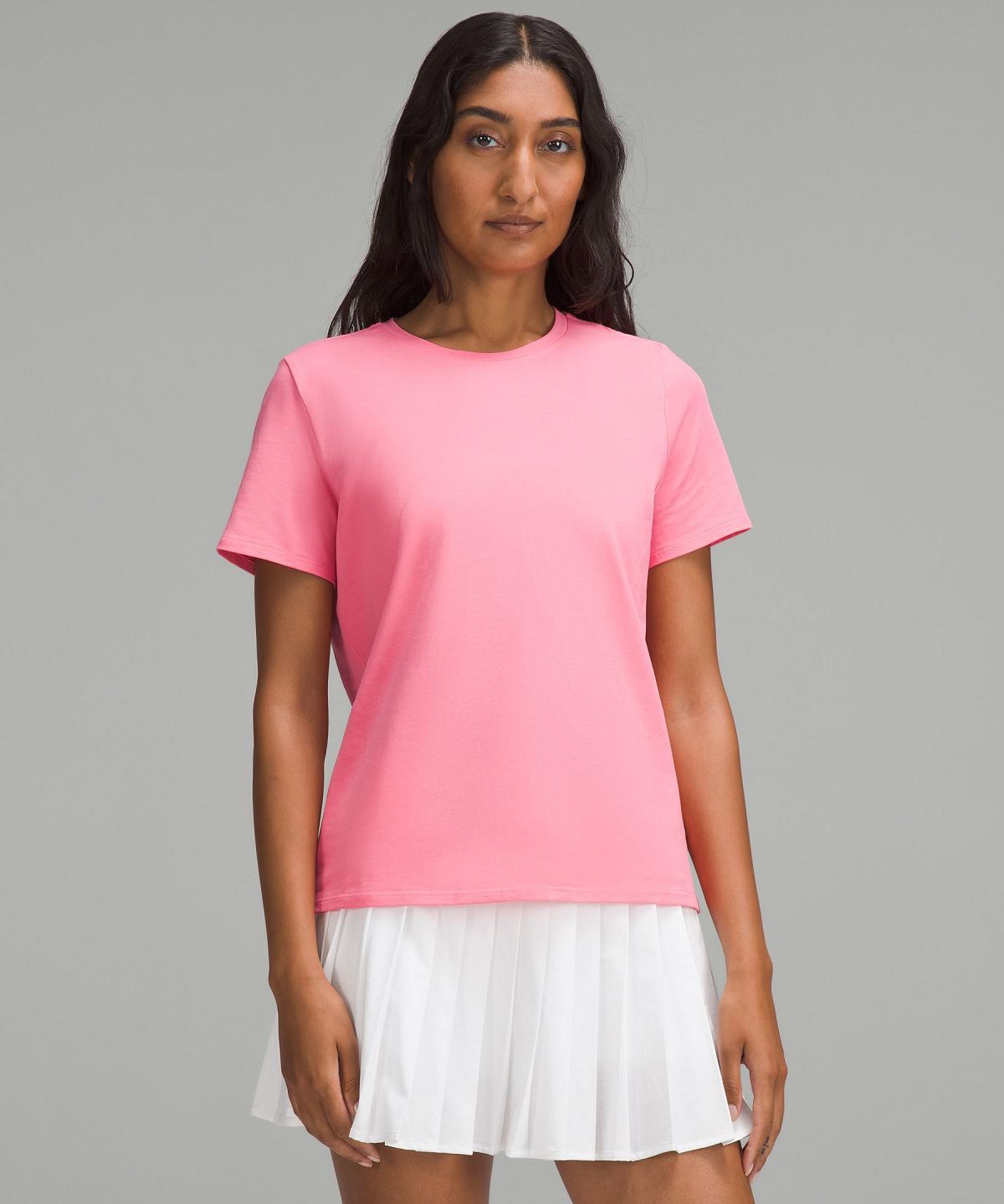 Pink Lululemon Organic Cotton Crewneck T-Shirt Women Shirts | NZ_LuLu79175