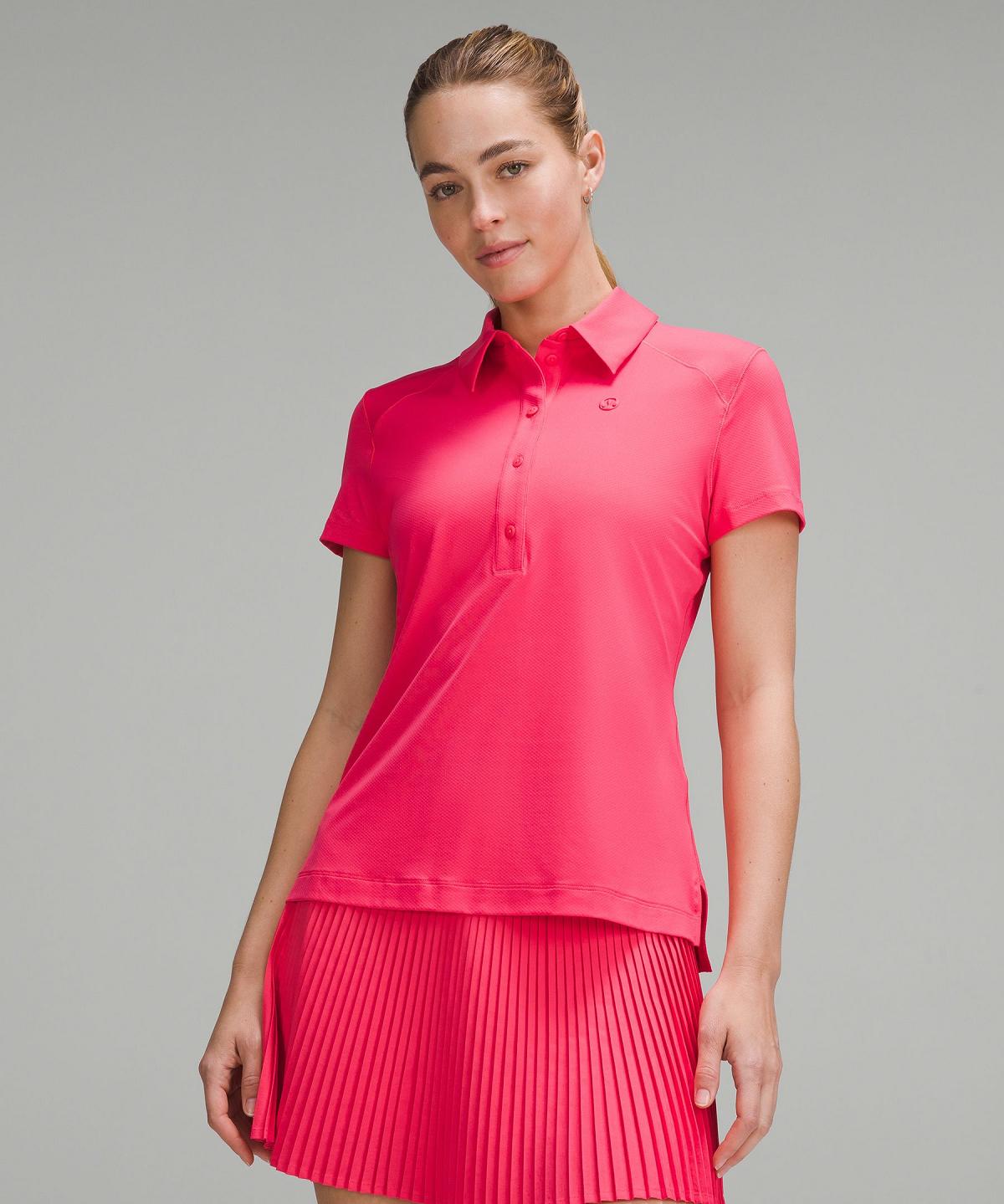 Pink Lululemon Quick-Dry Short-Sleeve Women Polo Shirts | NZ_LuLu70052