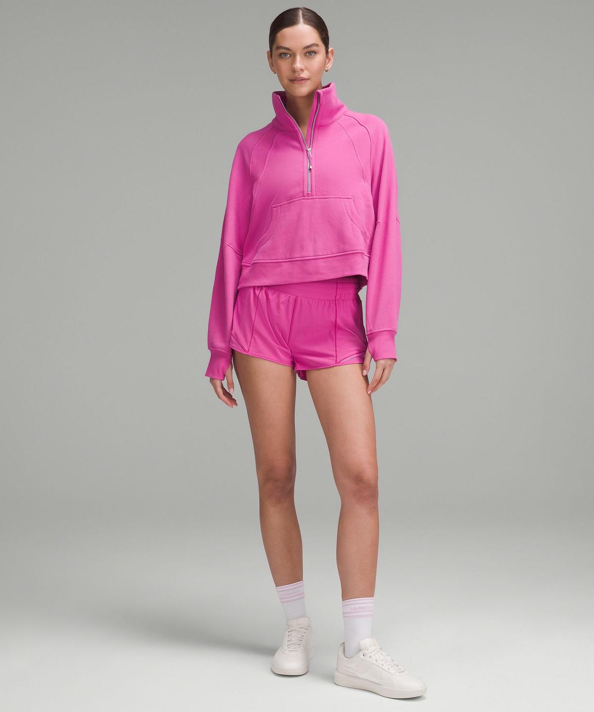 Pink Lululemon Scuba Oversized Funnel-Neck Half Zip Women Hoodies & Sweatshirts | NZ_LuLu77349