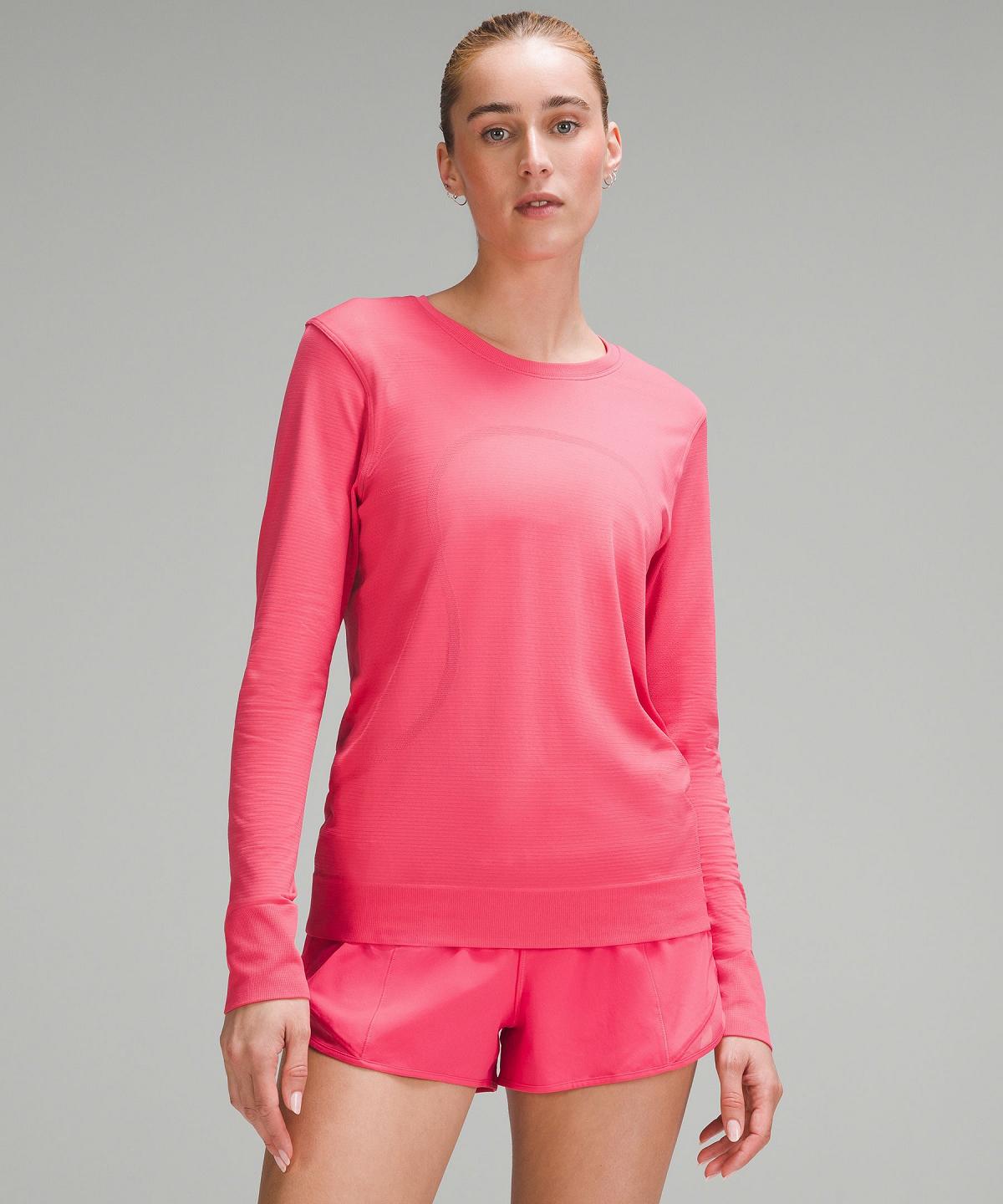 Pink Lululemon Swiftly Relaxed Long-Sleeve Women Shirts | NZ_LuLu95568