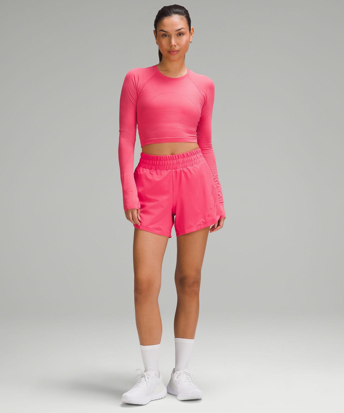 Pink Lululemon Swiftly Tech Cropped 2.0 Women Long Sleeve Shirts | NZ_LuLu13557