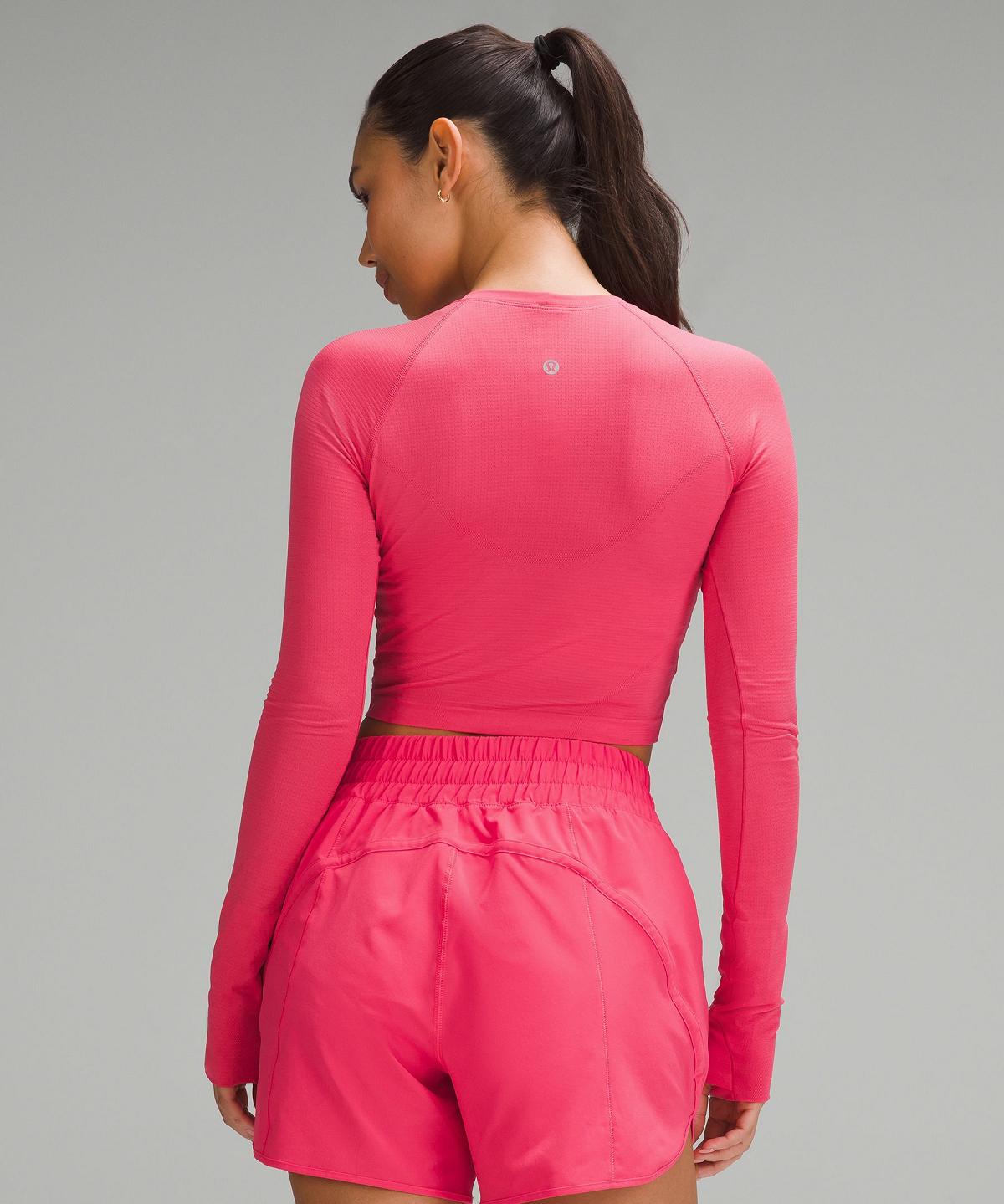 Pink Lululemon Swiftly Tech Cropped 2.0 Women Long Sleeve Shirts | NZ_LuLu13557