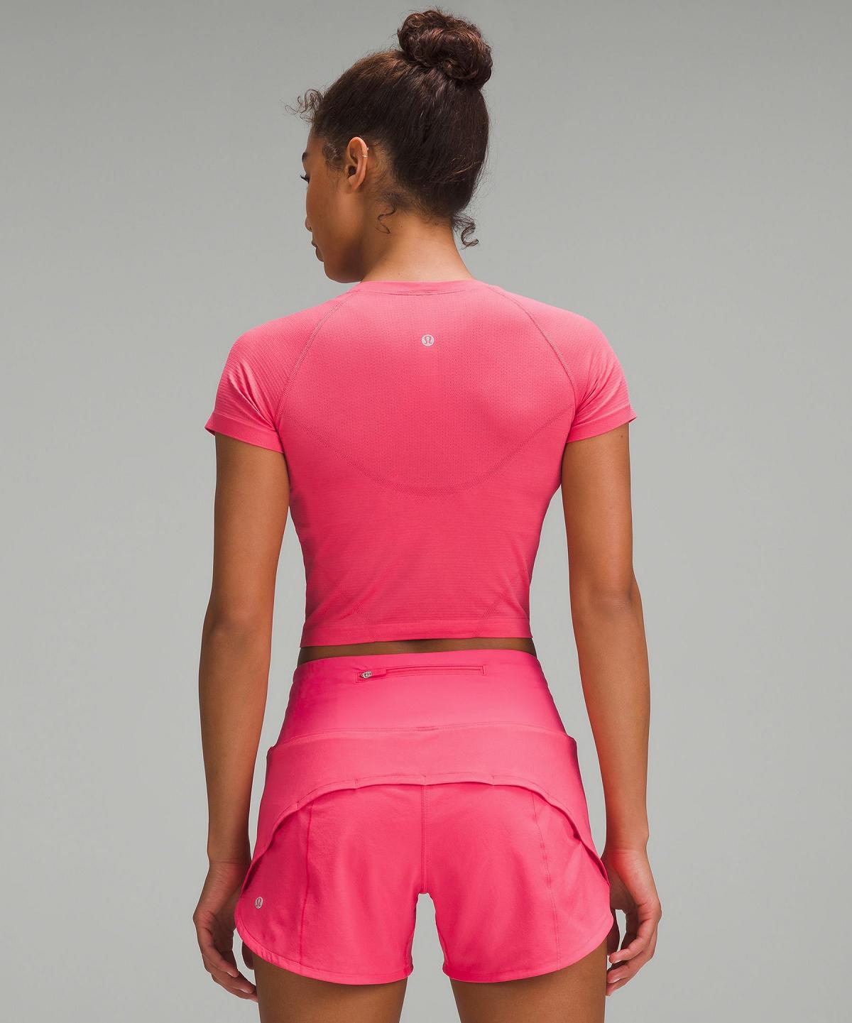 Pink Lululemon Swiftly Tech Cropped Short-Sleeve 2.0 Women Shirts | NZ_LuLu58383