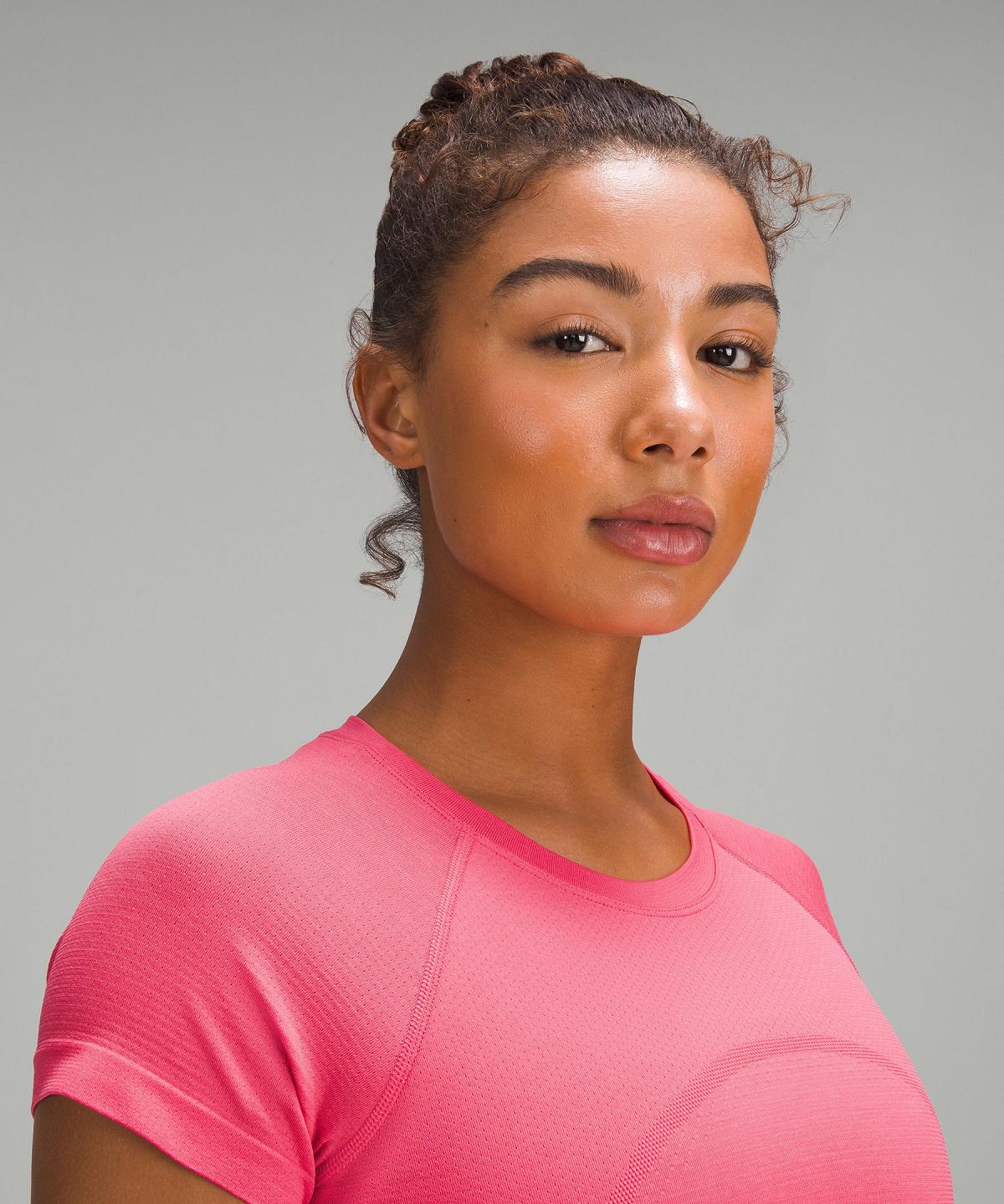 Pink Lululemon Swiftly Tech Cropped Short-Sleeve 2.0 Women Shirts | NZ_LuLu58383