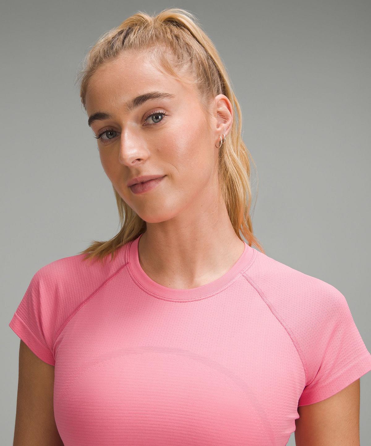 Pink Lululemon Swiftly Tech Cropped Short-Sleeve 2.0 Women Shirts | NZ_LuLu58025