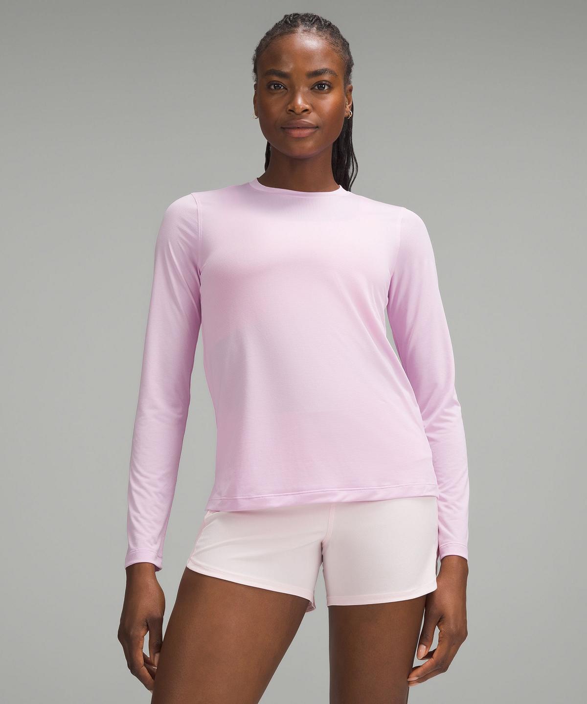 Pink Lululemon Ultralight Hip-Length Long-Sleeve Women T Shirts | NZ_LuLu15450