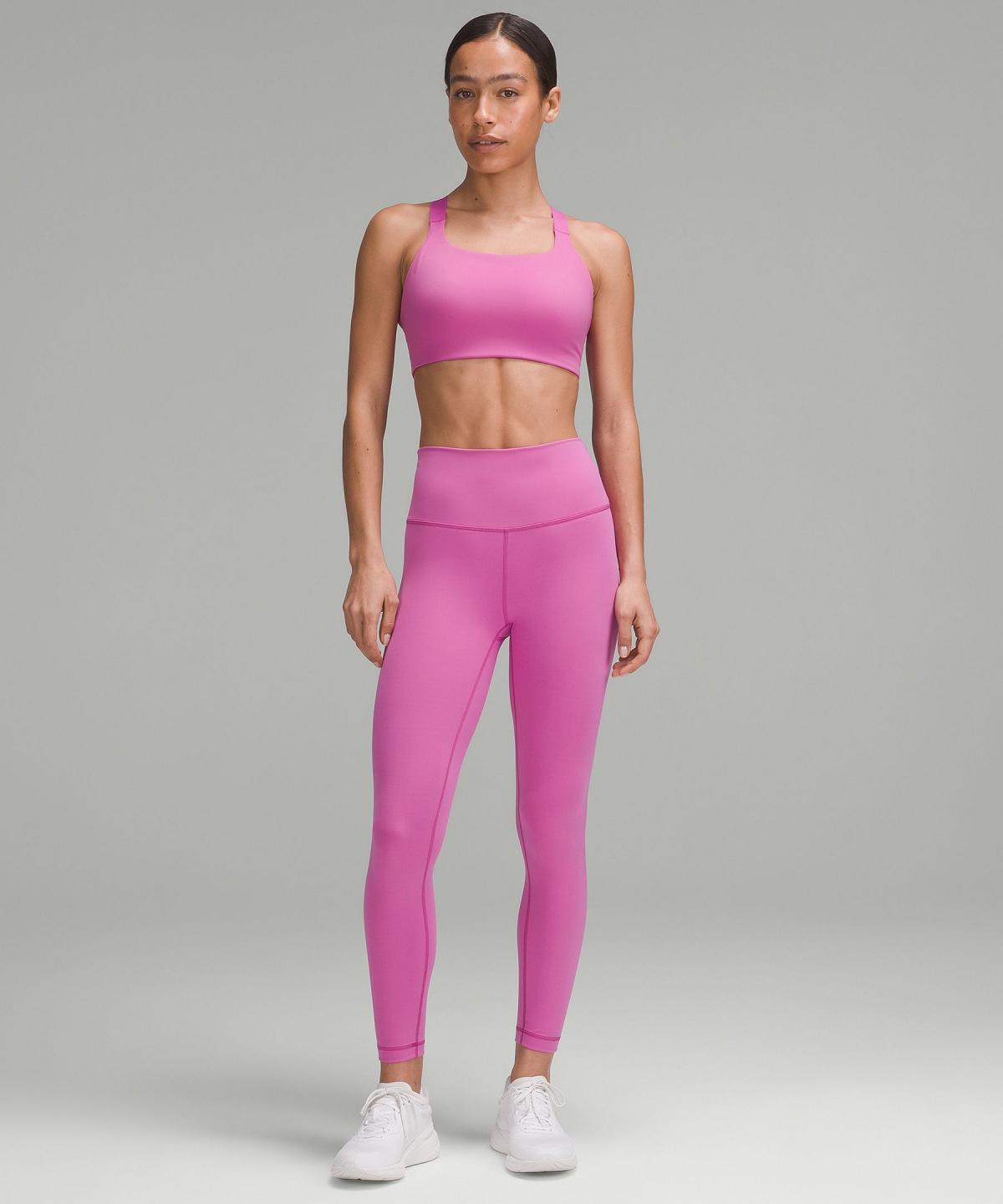 Pink Lululemon Ultralu Square-Neck Workout Women Sports Bra | NZ_LuLu35307