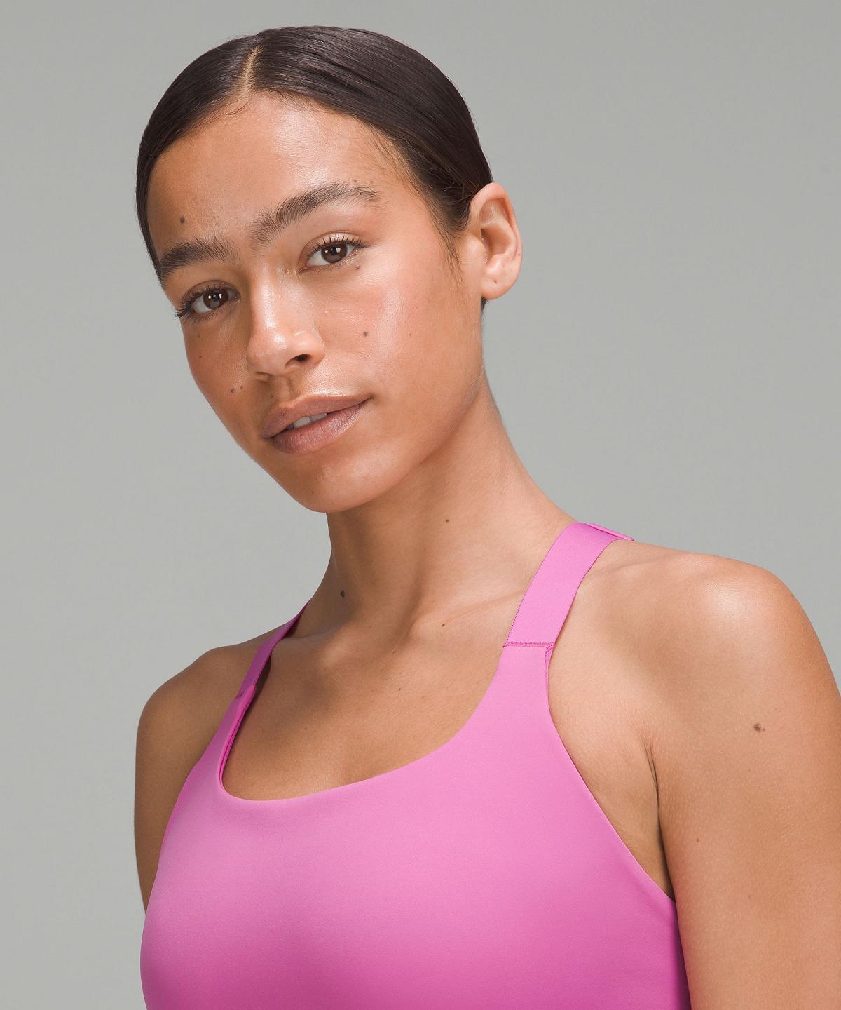 Pink Lululemon Ultralu Square-Neck Workout Women Sports Bra | NZ_LuLu35307