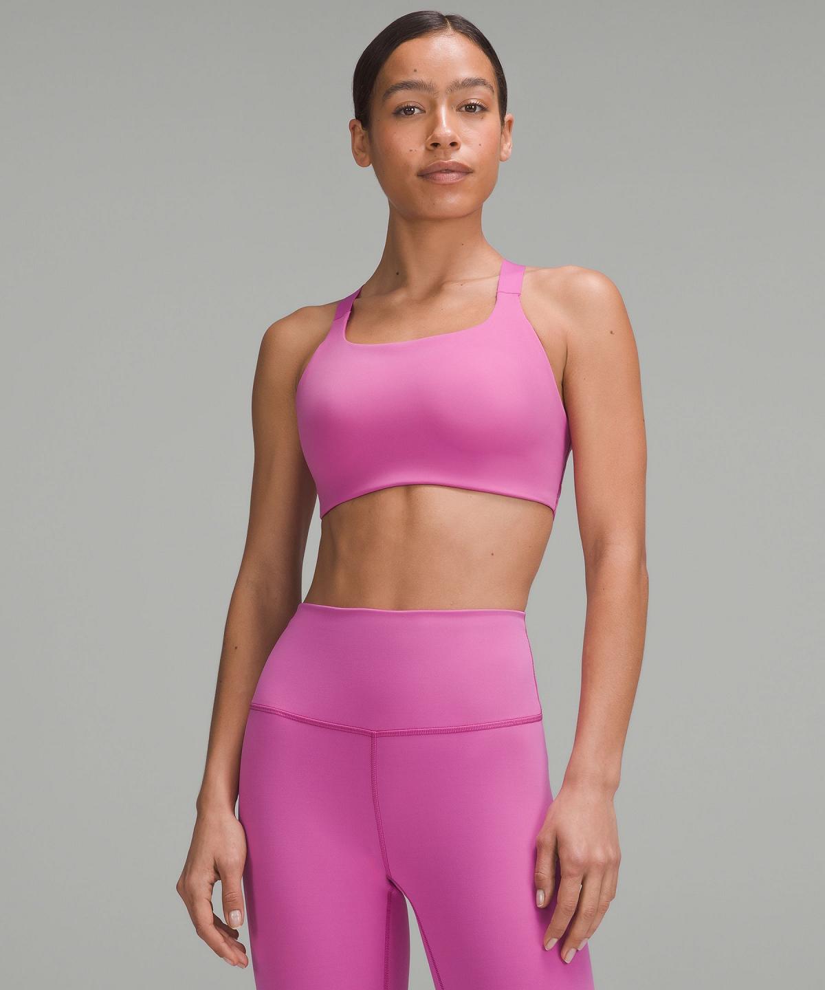 Pink Lululemon Ultralu Square-Neck Workout Women Sports Bra | NZ_LuLu35307