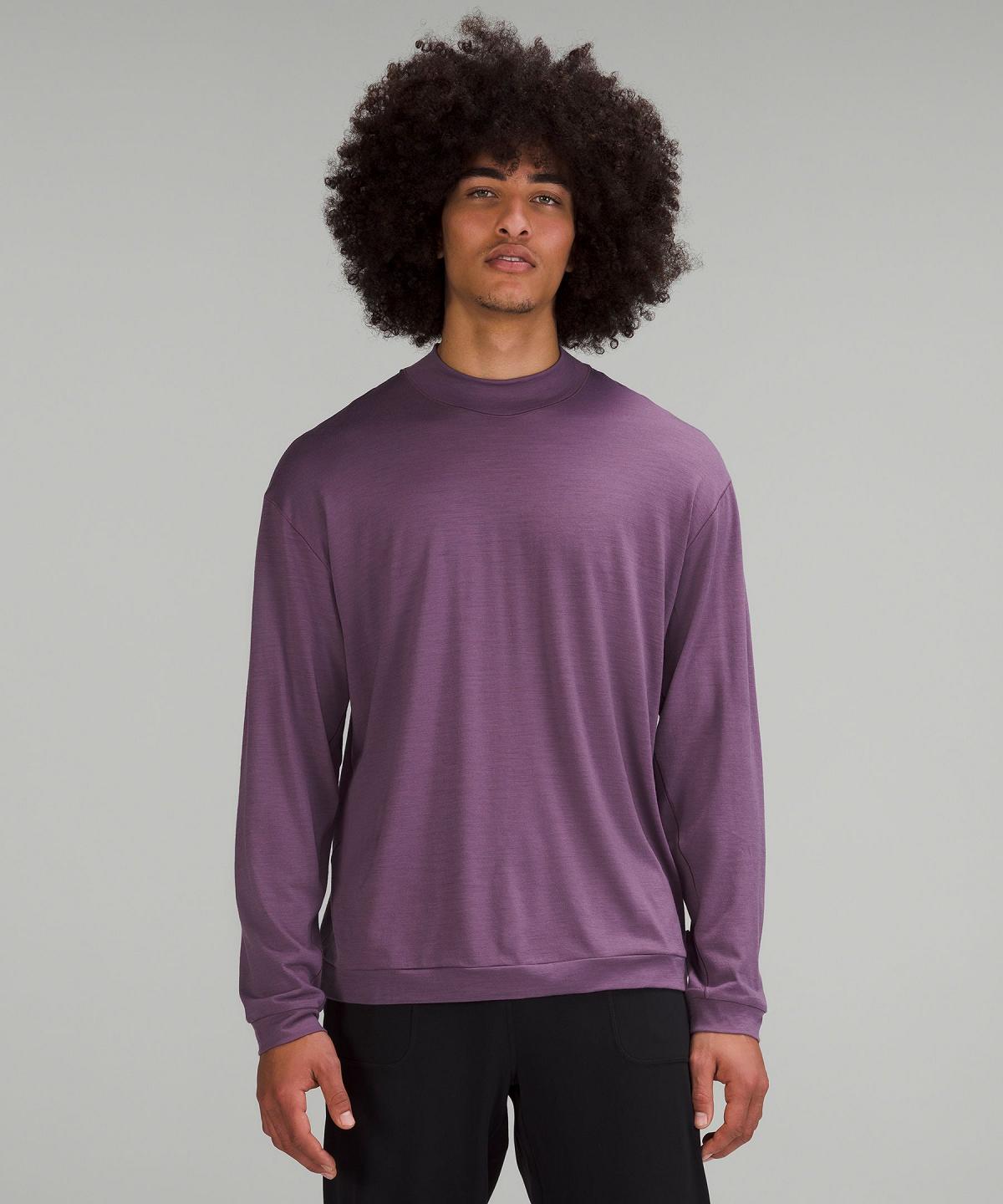 Purple Lululemon Merino Wool-Blend Long-Sleeve Men Shirts | NZ_LuLu56891