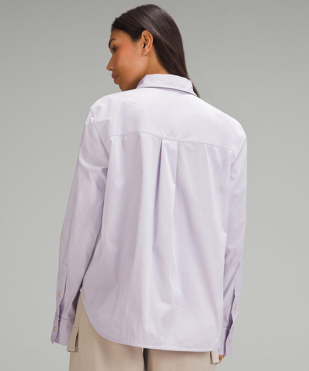 Purple Lululemon Relaxed-Fit Cotton-Blend Poplin Button-Down Women Shirts | NZ_LuLu16114