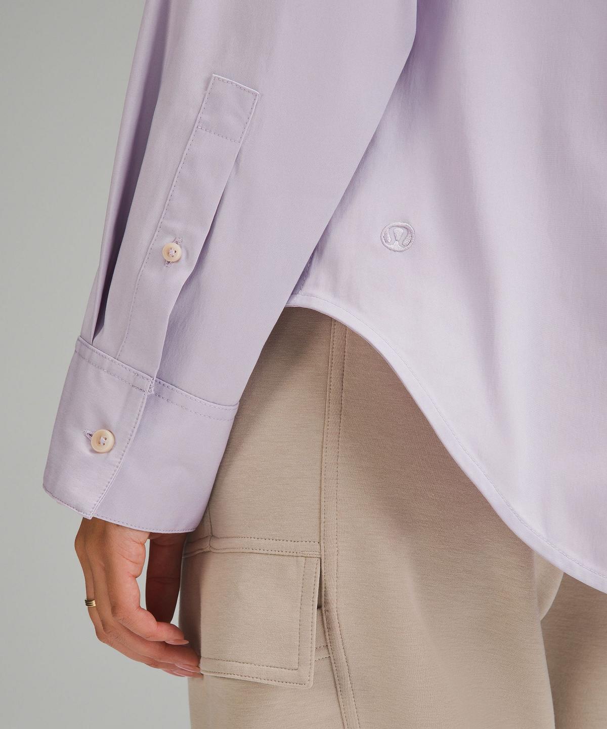 Purple Lululemon Relaxed-Fit Cotton-Blend Poplin Button-Down Women Shirts | NZ_LuLu16114