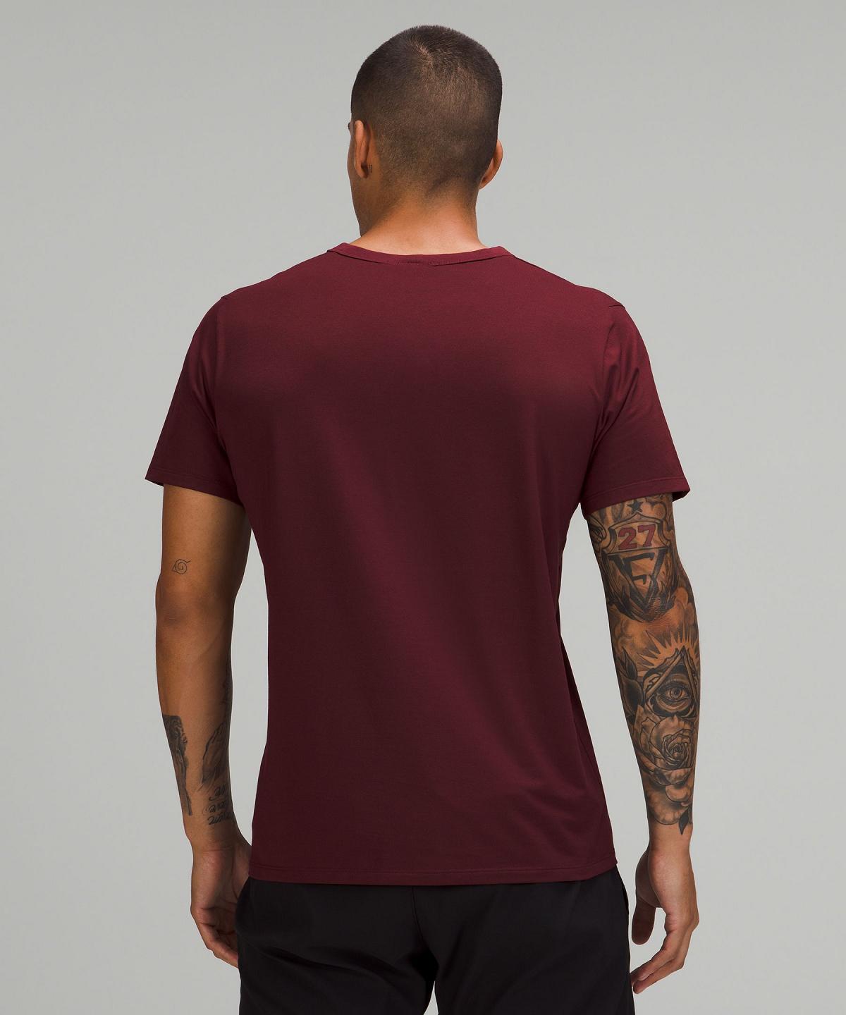 Red Burgundy Lululemon Fundamental Men T Shirts | NZ_LuLu33432