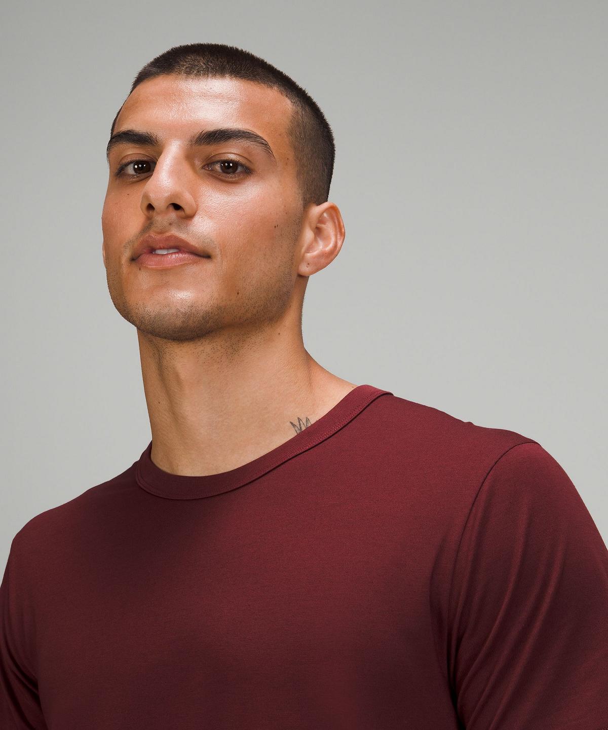 Red Burgundy Lululemon Fundamental Men T Shirts | NZ_LuLu33432