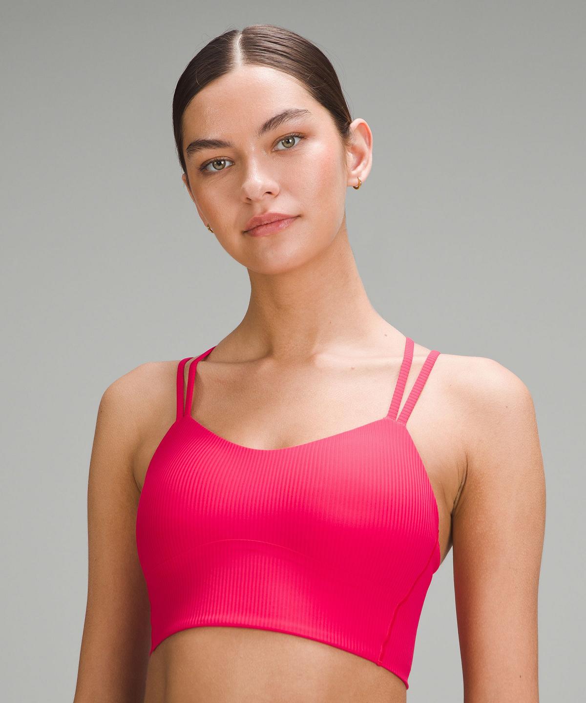 Red Lululemon Like a Cloud Ribbed Longline Women Sports Bra | NZ_LuLu41982