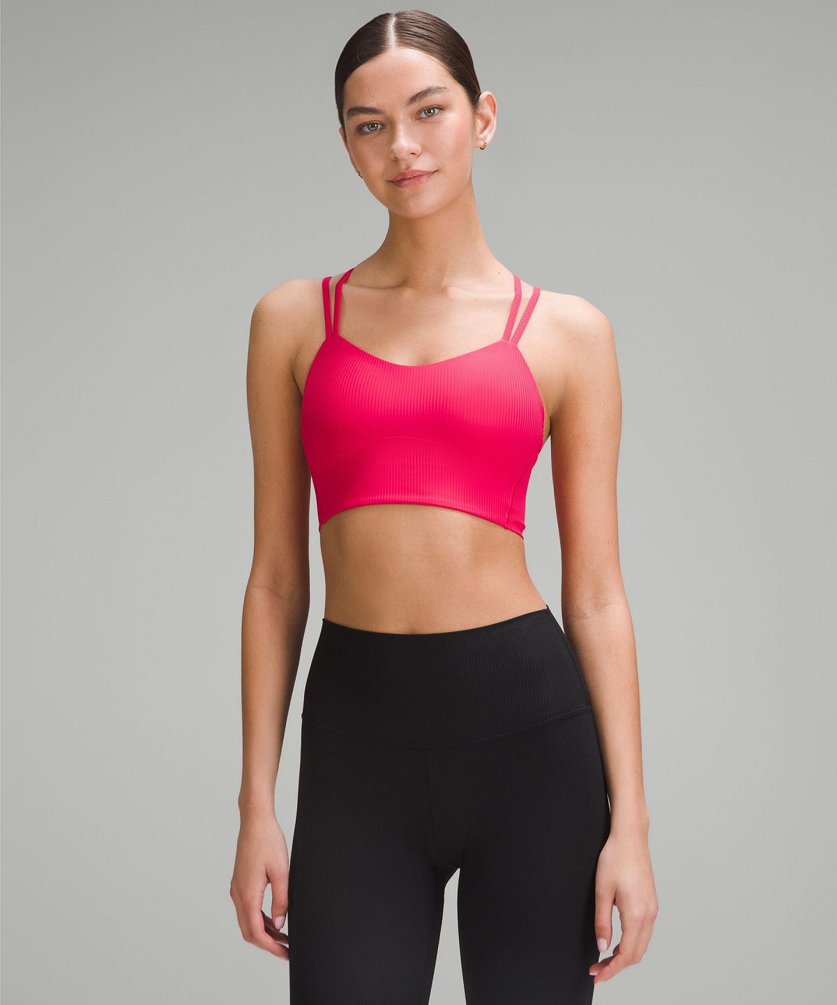 Red Lululemon Like a Cloud Ribbed Longline Women Sports Bra | NZ_LuLu41982