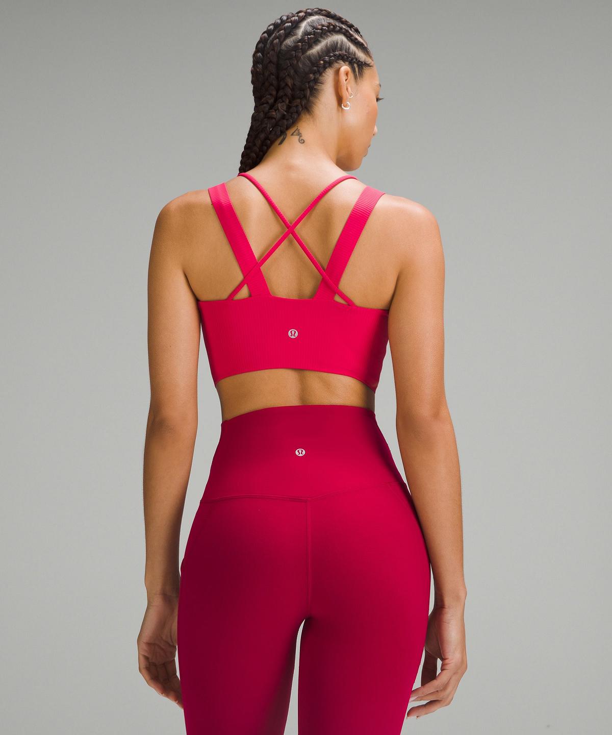 Red Lululemon Like a Cloud Ribbed Longline Women Sports Bra | NZ_LuLu65427