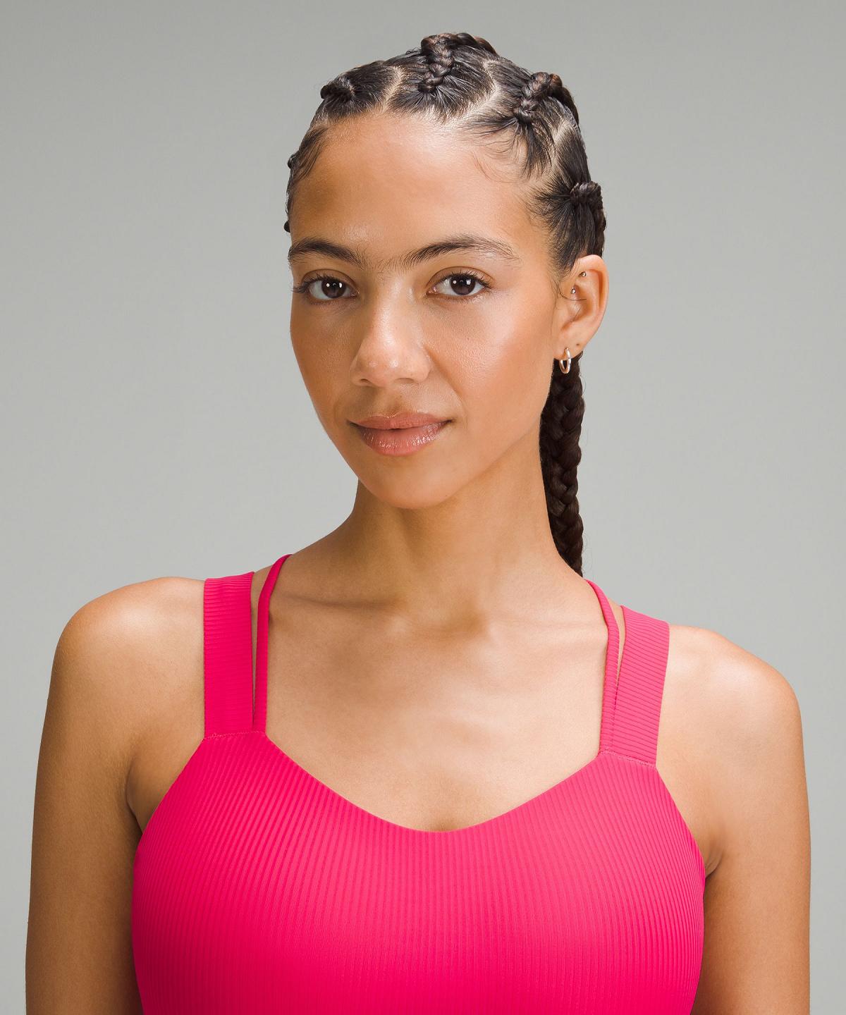 Red Lululemon Like a Cloud Ribbed Longline Women Sports Bra | NZ_LuLu65427