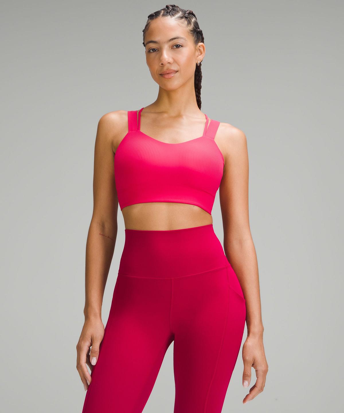 Red Lululemon Like a Cloud Ribbed Longline Women Sports Bra | NZ_LuLu65427