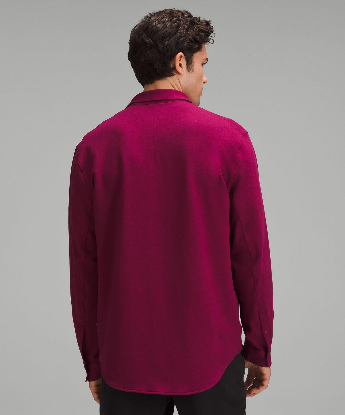 Red Lululemon Soft Knit Overshirt Men Long Sleeve Shirts | NZ_LuLu86268