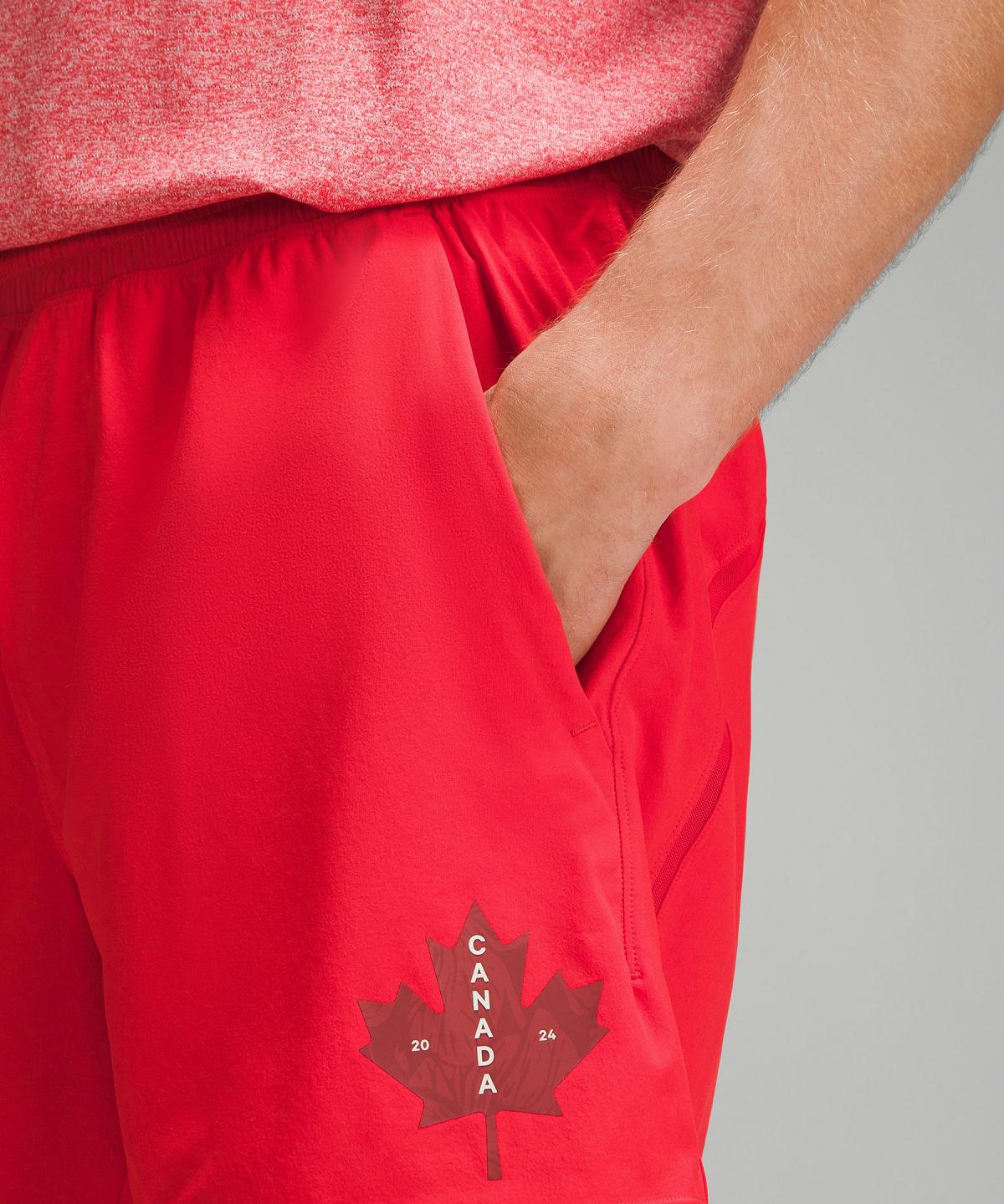 Red Lululemon Team Canada Pace Breaker Lined 5" Men Shorts | NZ_LuLu28236